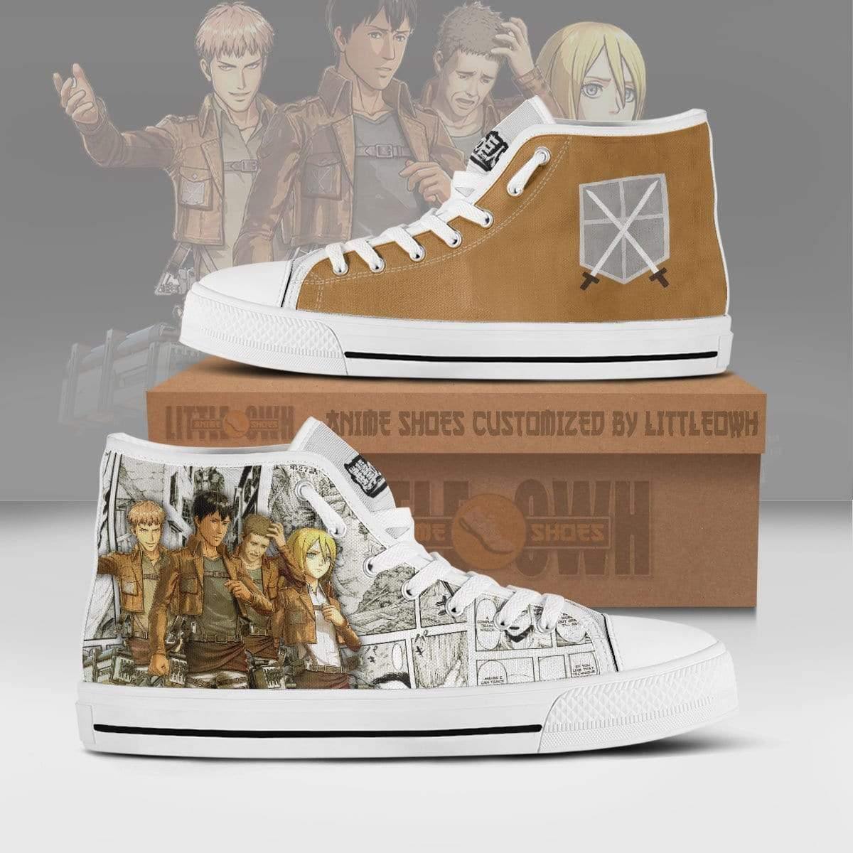 Training Corps High Top Canvas Shoes Custom Attack on Titan Anime Mixed Manga Style