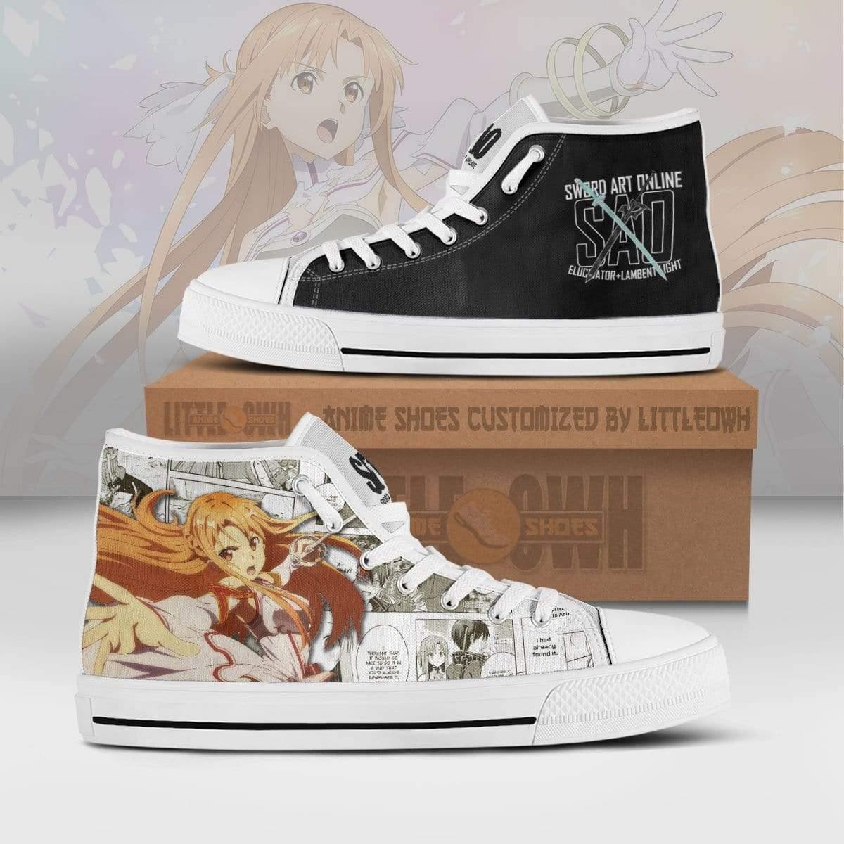 Yuuki Asuna High Top Canvas Shoes Custom Sword Art Online Anime Mixed Manga Style