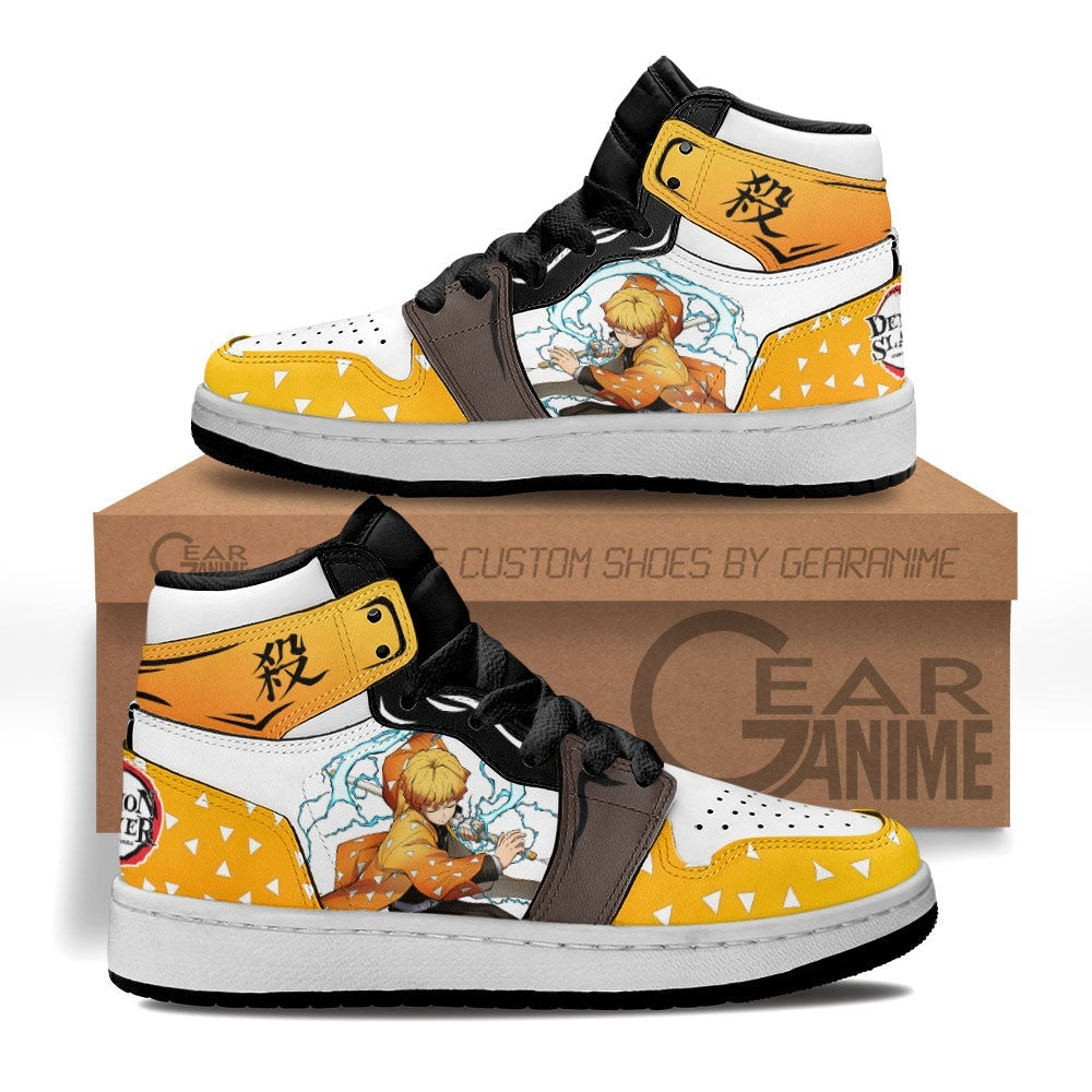 Zenitsu Agatsuma Kids Sneakers Custom Anime Demon Slayer Kids Shoes ...