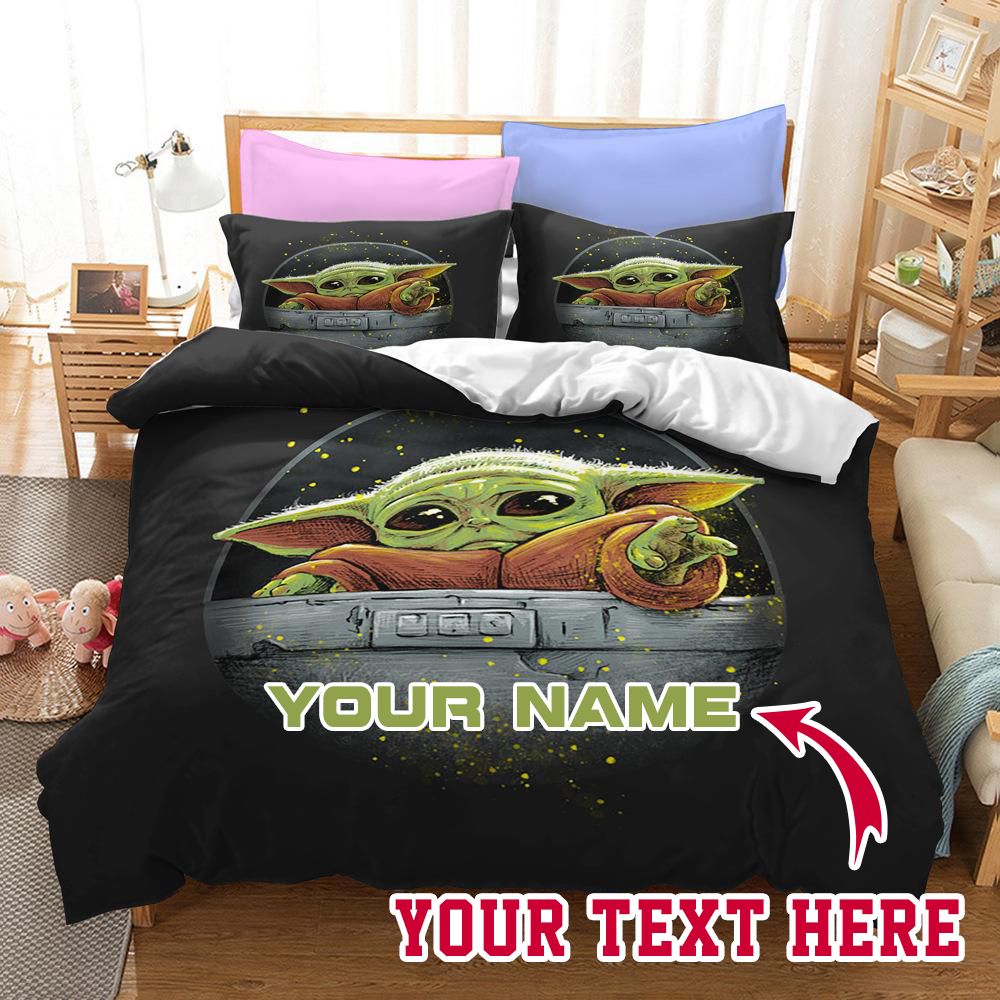 Baby Yoda Film Personalized Custom Bedding Sets King Queen Twin Bedding