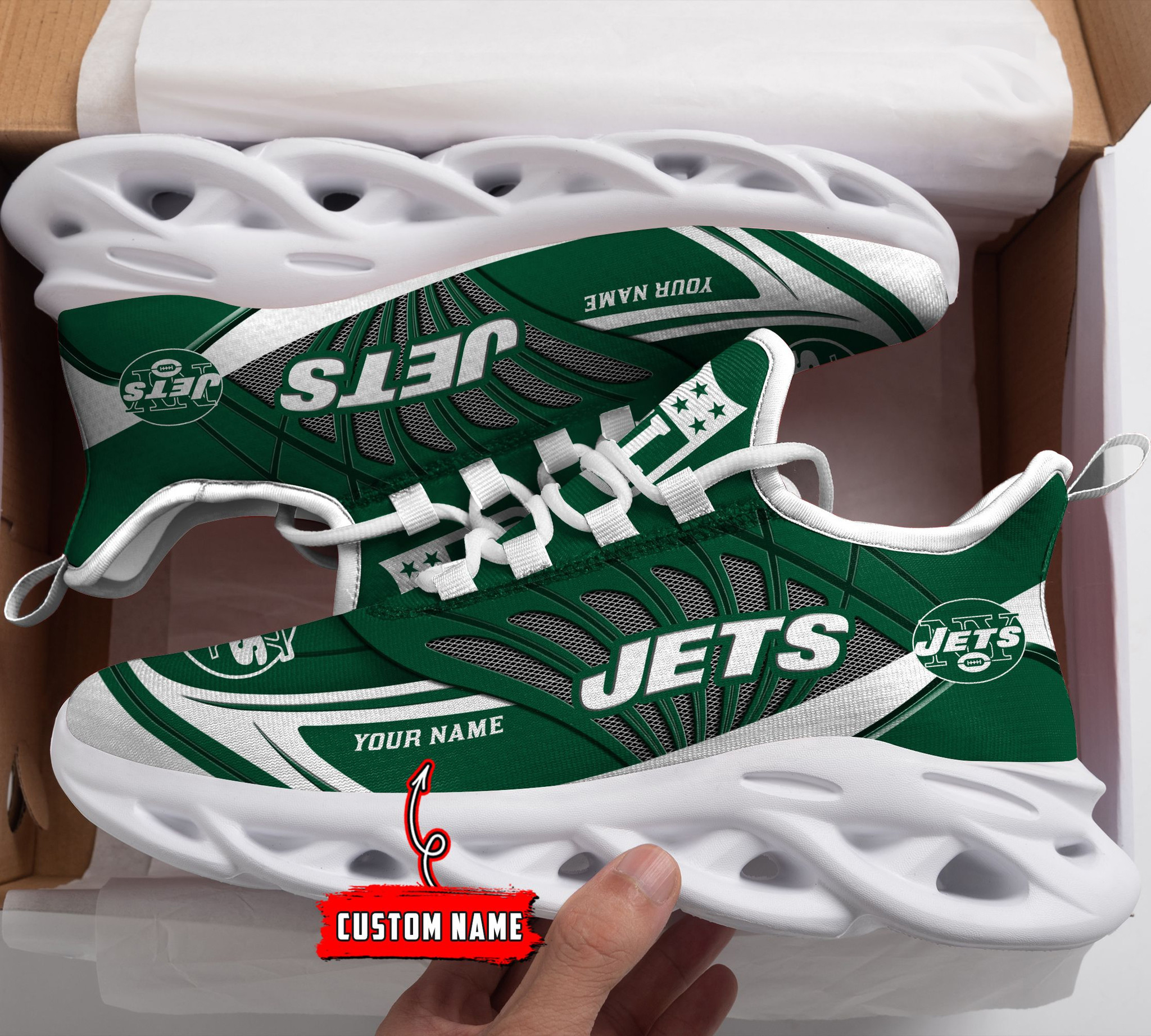 HFV002-NFL-New York Jets Personalized Max Soul Chunky Sneakers - HomeFavo