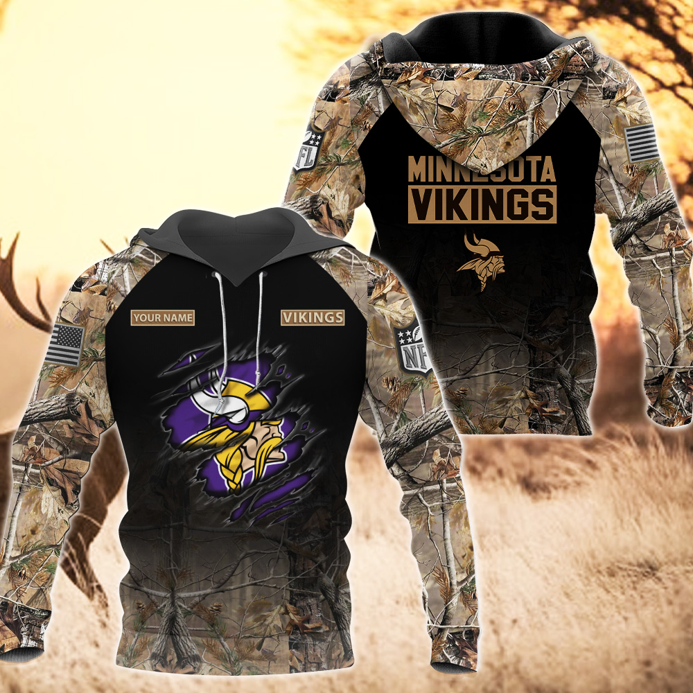 HFV003-Minnesota Vikings Custom Name Hunting Camo TShirt, Hoodie ...