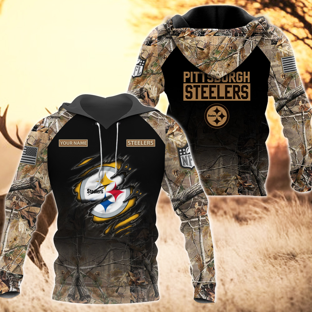 HFV003-Pittsburgh Steelers Custom Name Hunting Camo TShirt, Hoodie ...