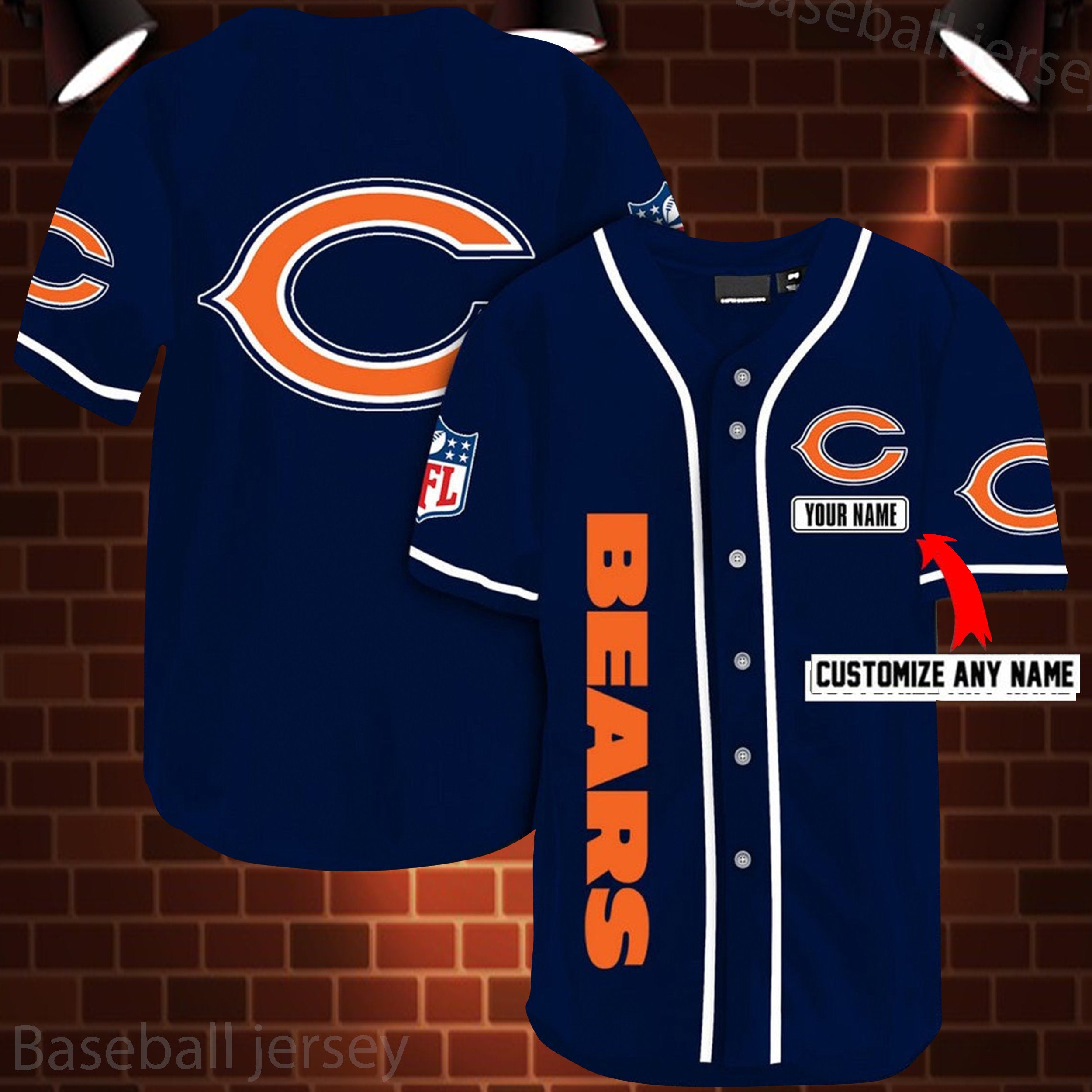 Chicago Bears Personalized Custom Name Baseball Jersey HFV256 HomeFavo
