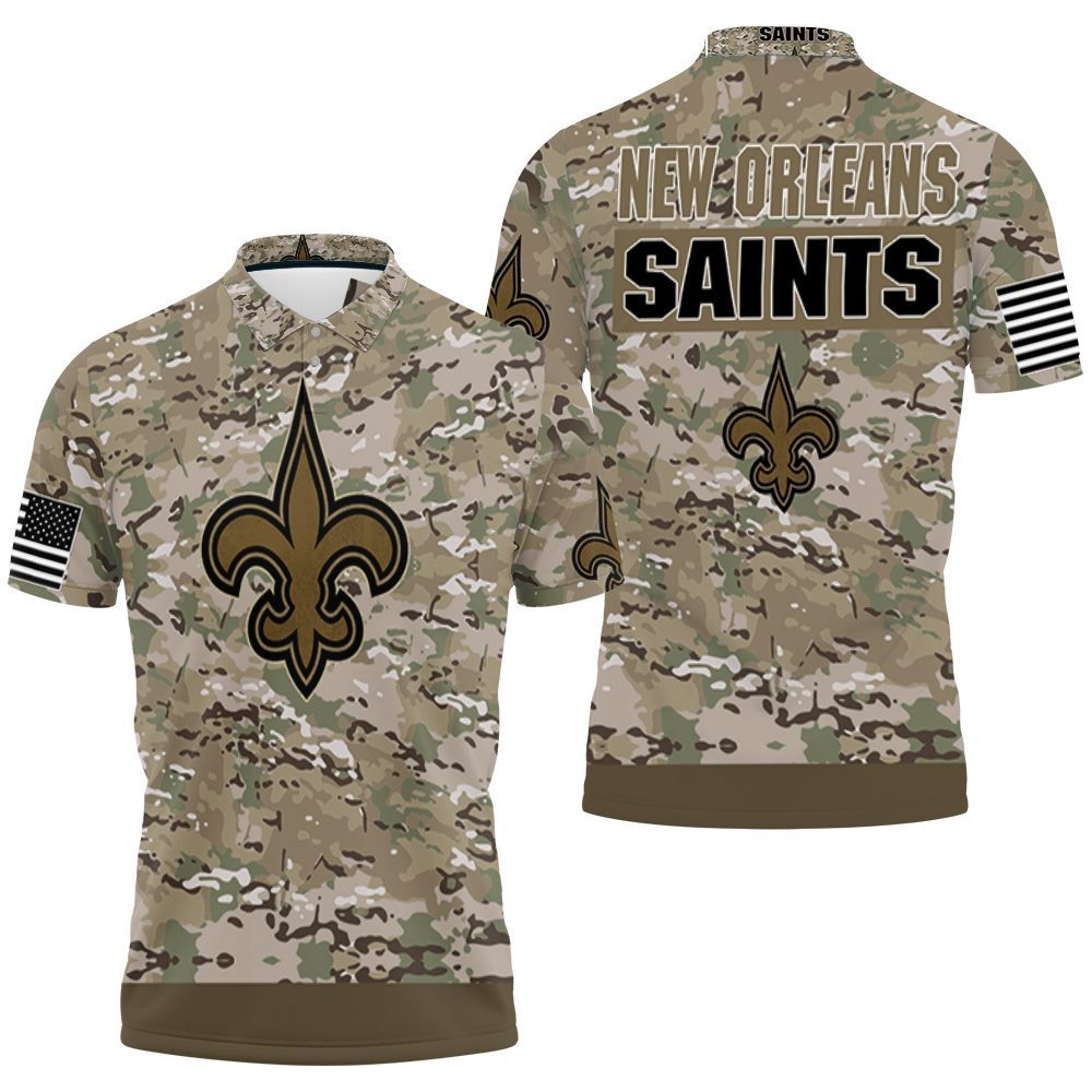 New Orleans Saints Camouflage Veteran 3d Jersey Polo Shirt All Over ...