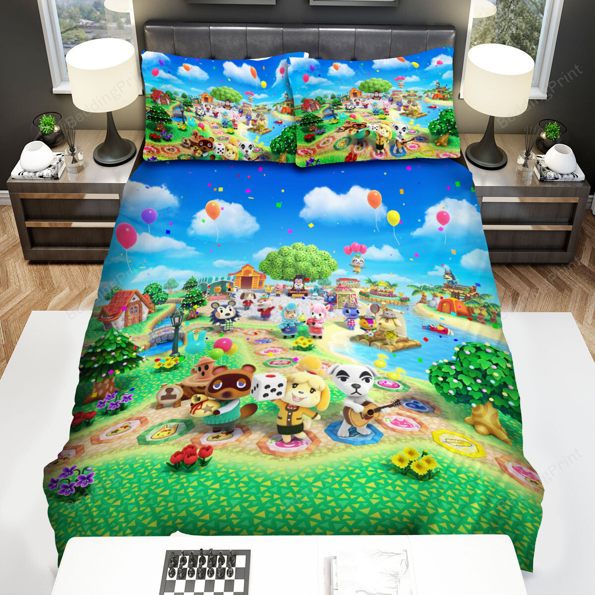 Animal Crossing Characters Playing Music Bed Sheets Duvet Cover Bedding