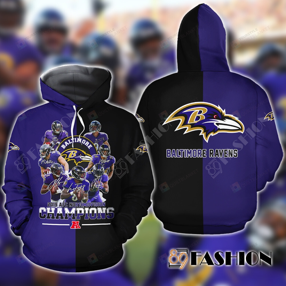 Baltimore Ravens 2019 AFC North Division Champions 3D All Over Print ...