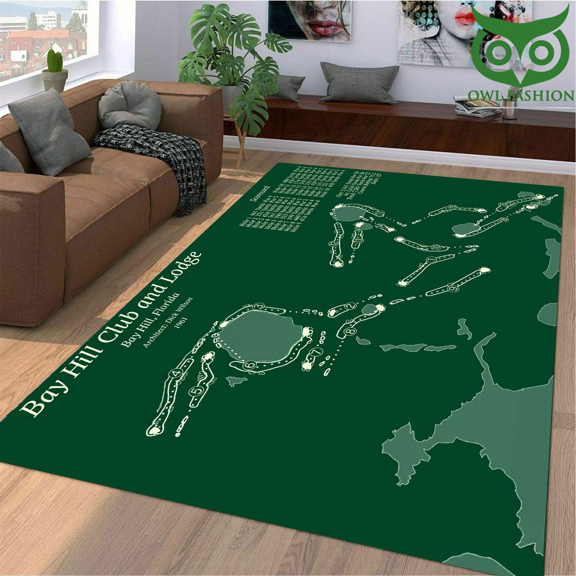 Bay Hill Club and Lodge golf course map Printed Carpet Rug - HomeFavo