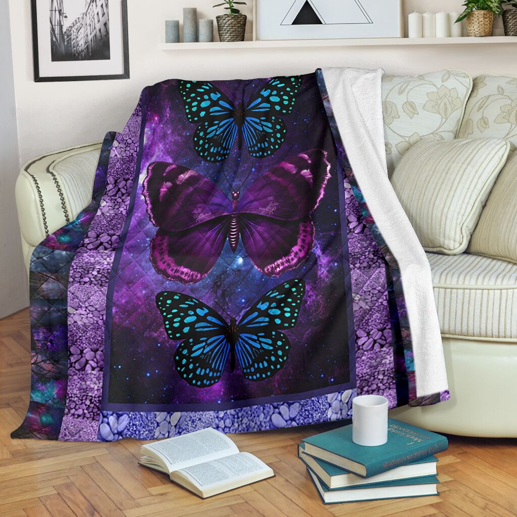 Butterfly Blanket, Purple Galaxy Gift For Butterfly Lovers - HomeFavo