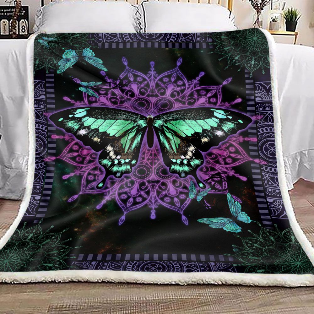 Butterfly Blanket, Purple Mandala Butterfly - HomeFavo