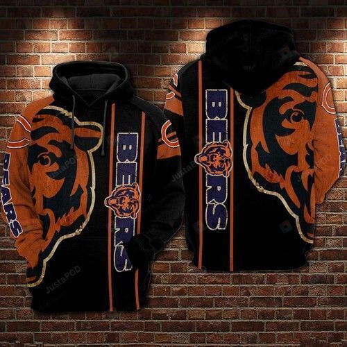 Chicago Bears NFL Football Orange Black 3D All Over Print Hoodie, Zip ...