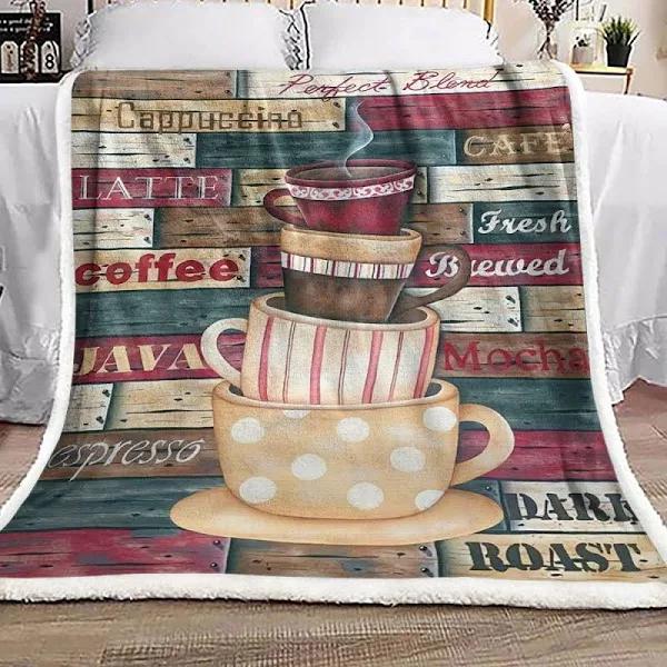 Coffee Cup Fleece Blanket - HomeFavo