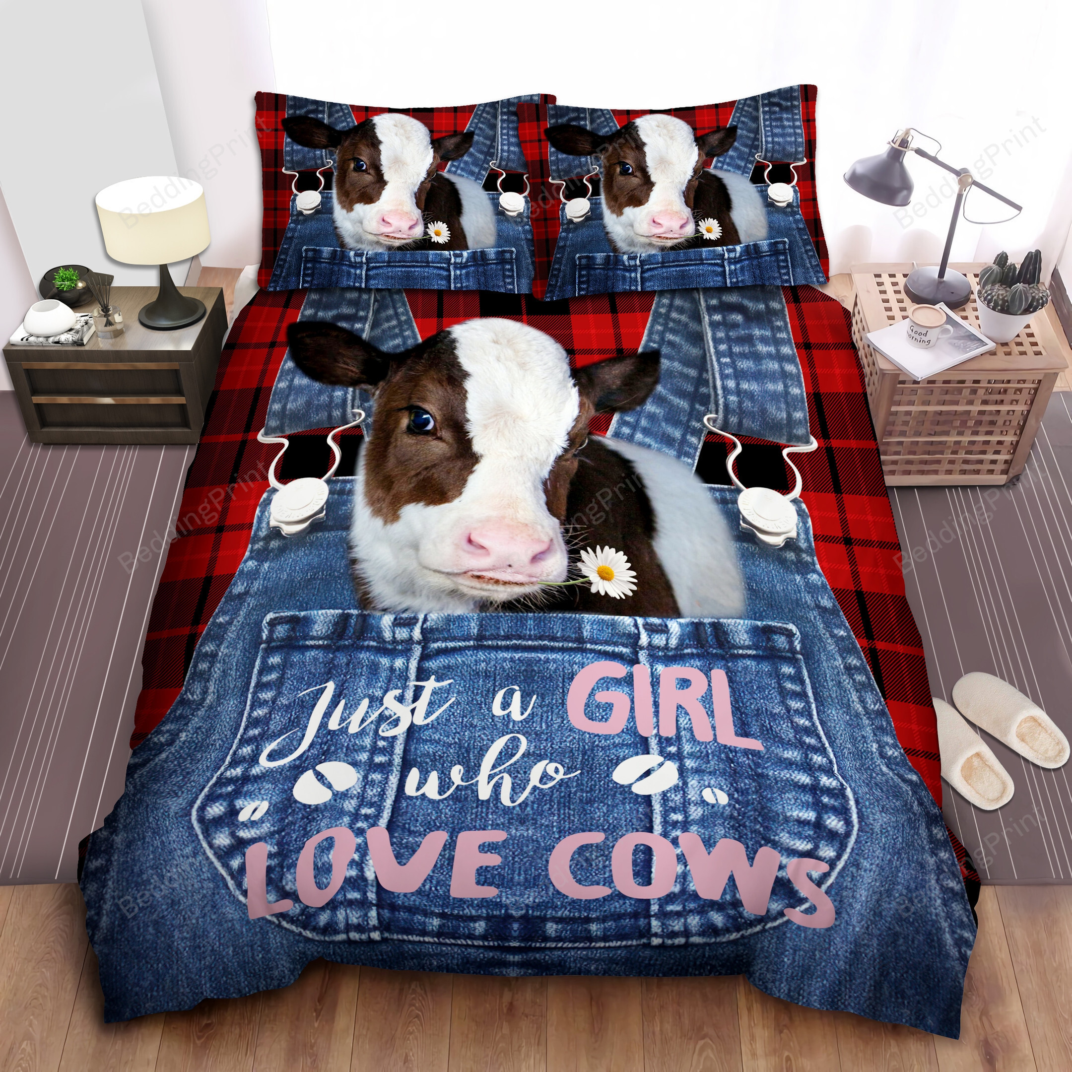 Cow Just A Girl Who Love Cows Bedding Set Bed Sheets Duvet Cover Bedding Sets Homefavo 5606