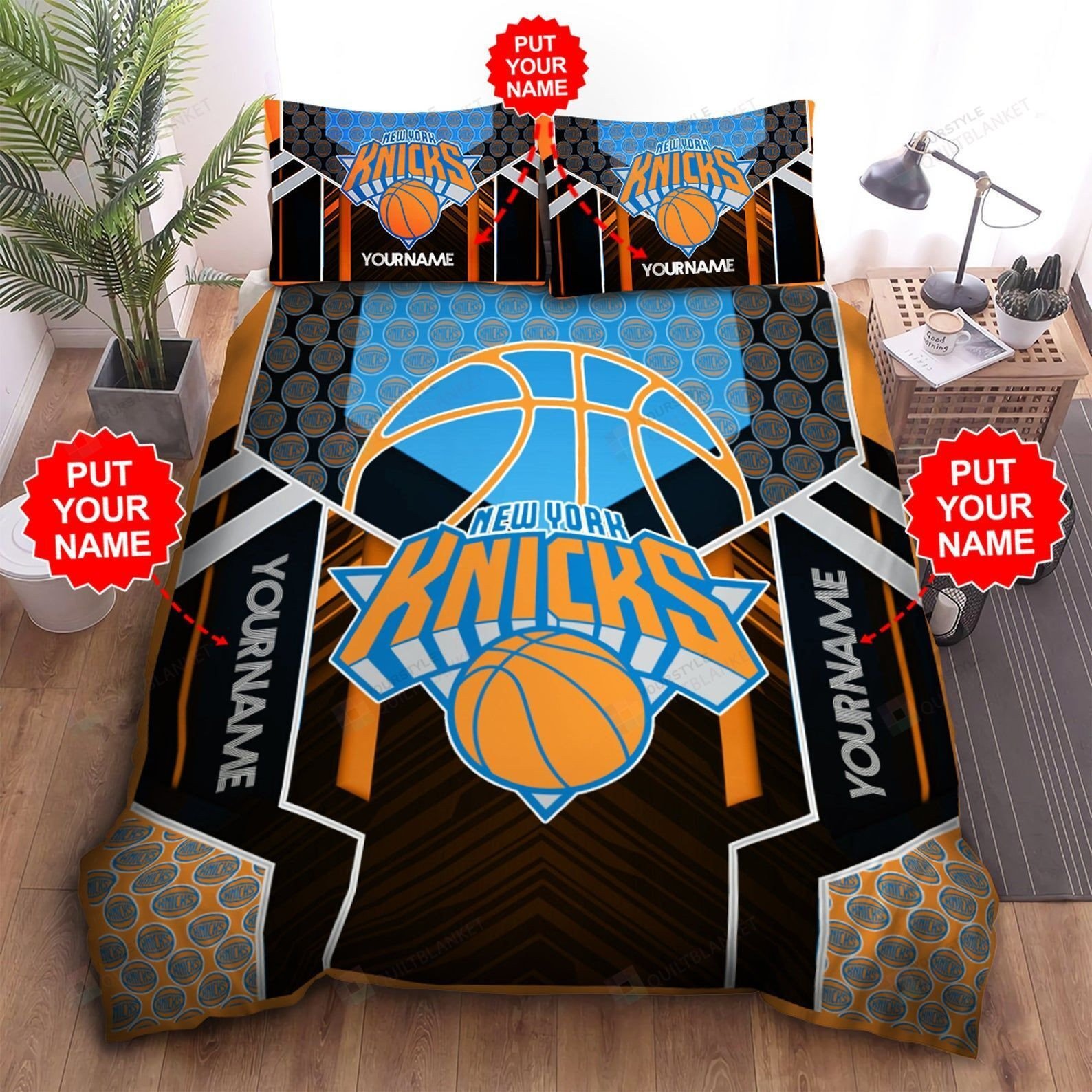 Custom Name New York Knicks Bedding Set - HomeFavo