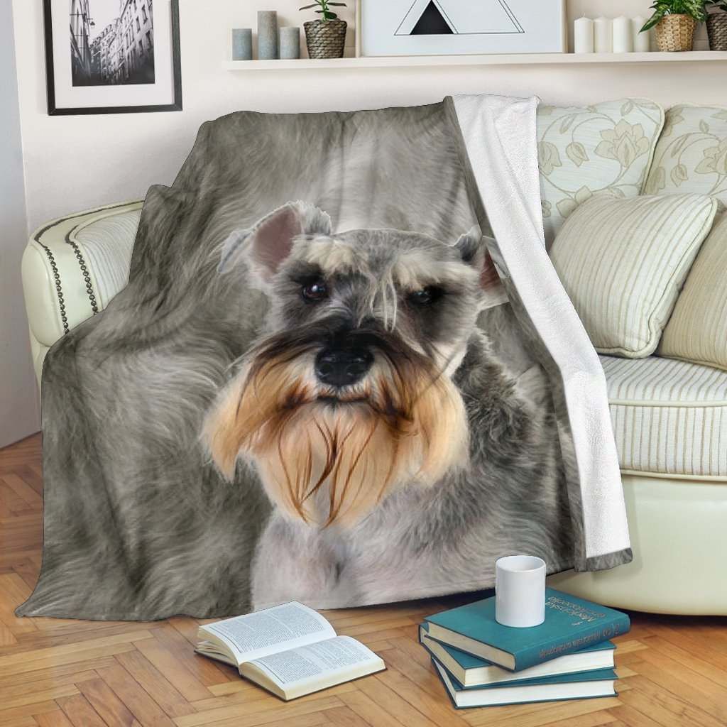 Cute Schnauzer Face Dog Hair Blanket Gift For Dog Lovers Birthday Gift