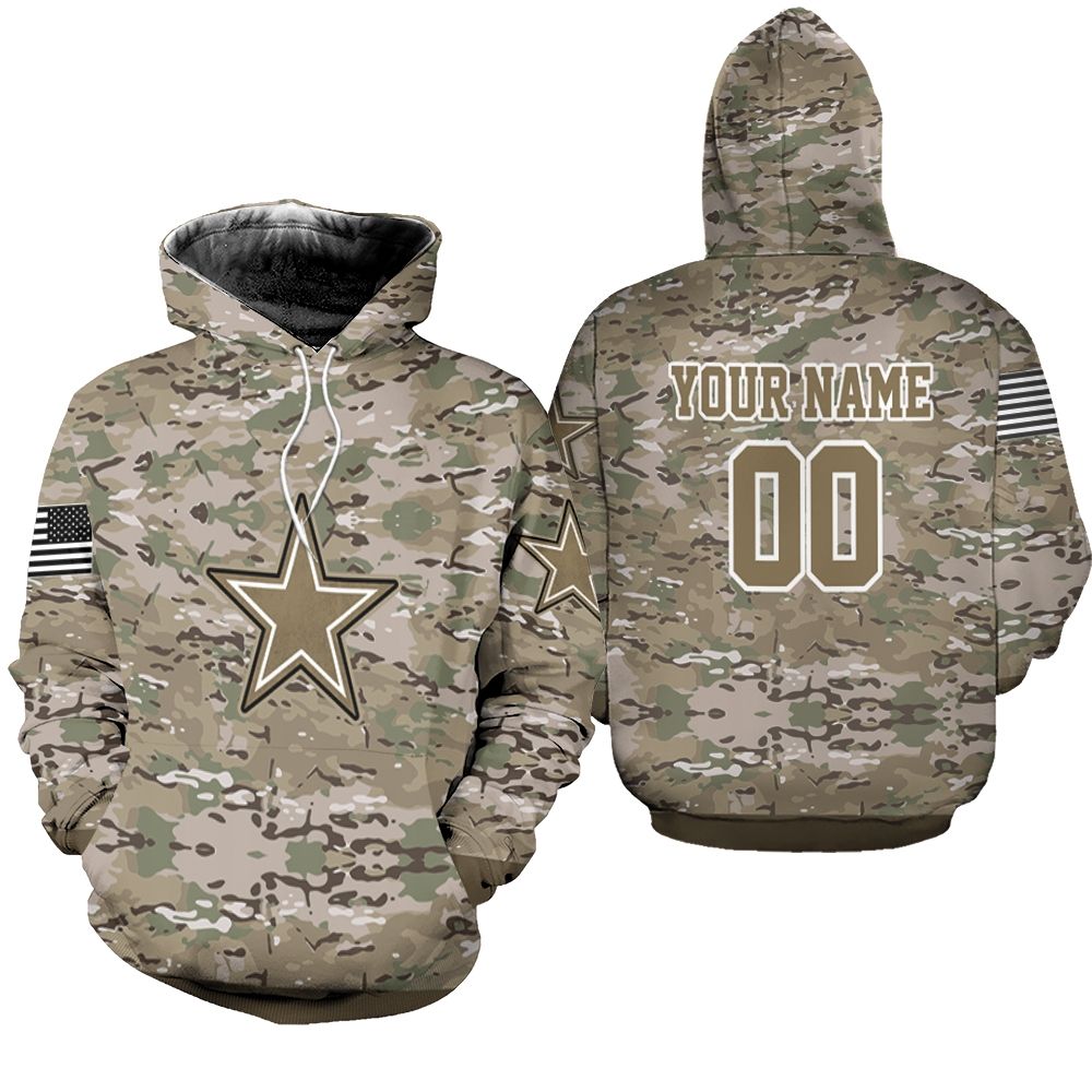 Dallas Cowboys Camourflage Veteran 3d Personalized Hoodie - HomeFavo