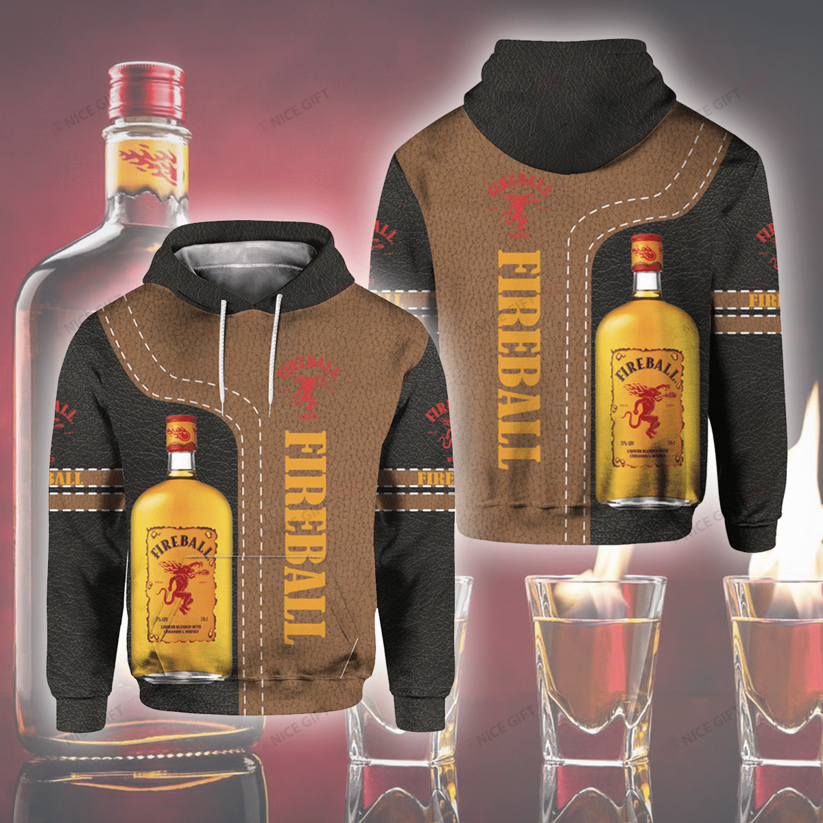 Fireball Whisky Hoodie 3D 3HO-T9I4