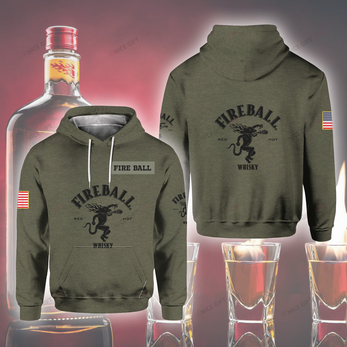 Fireball Whisky Hoodie 3D 3HO-X9W3