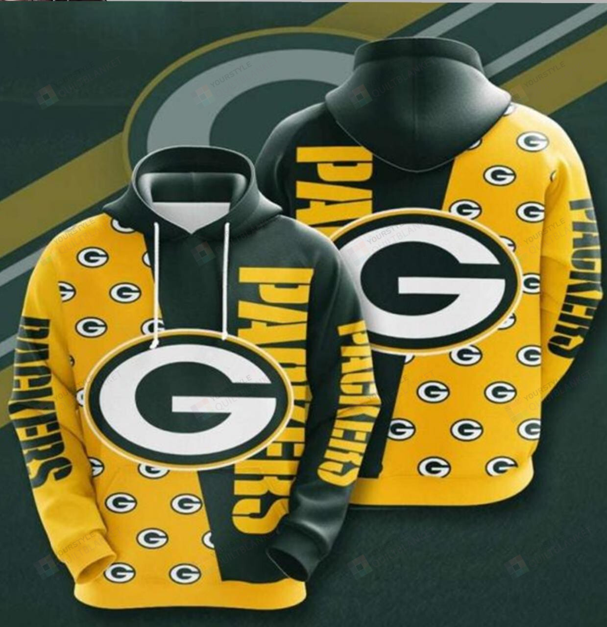 Green Bay Packers NFL Logo 3d All Over Print Hoodie, Zip-Up Hoodie ...