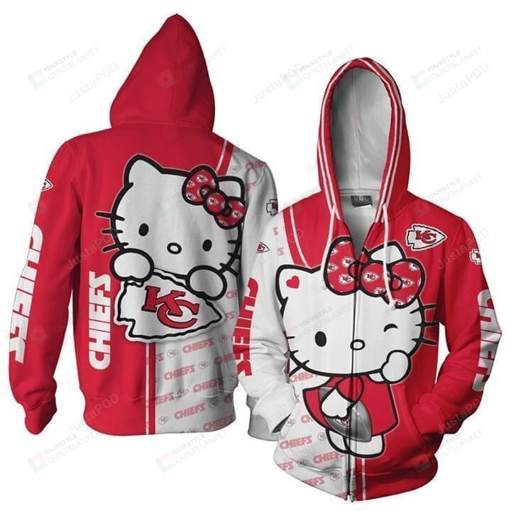 Hello Kitty Hug Kansas City Chiefs 3D All Over Print Hoodie, Zip-up ...