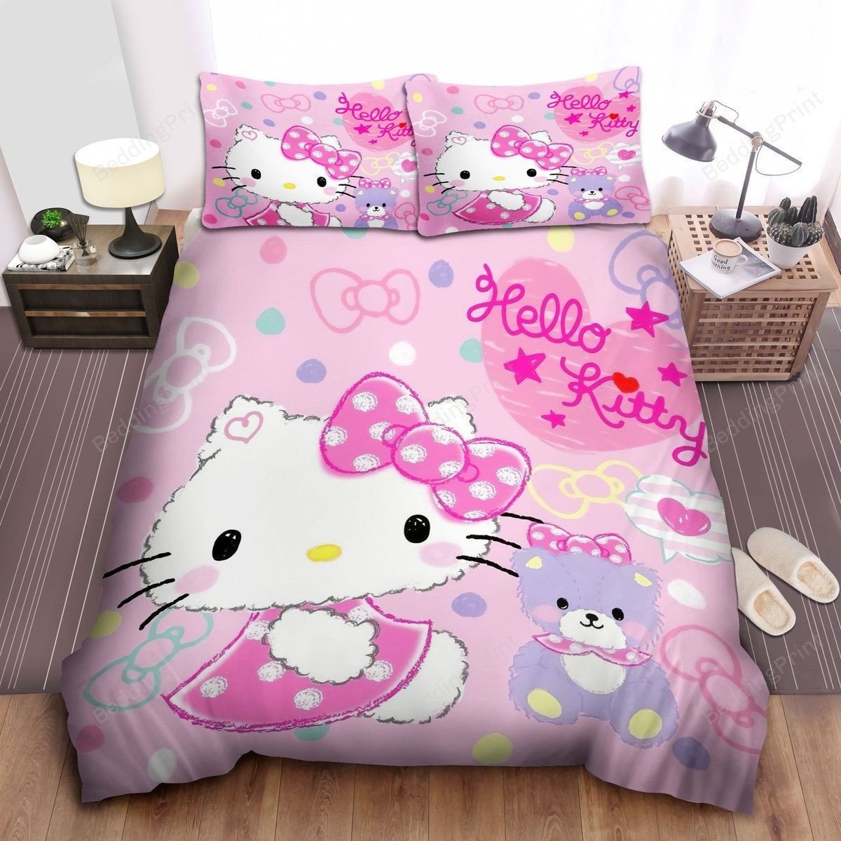 Hello Kitty In Crayon Drawing Bed Sheets Duvet Cover Bedding Sets