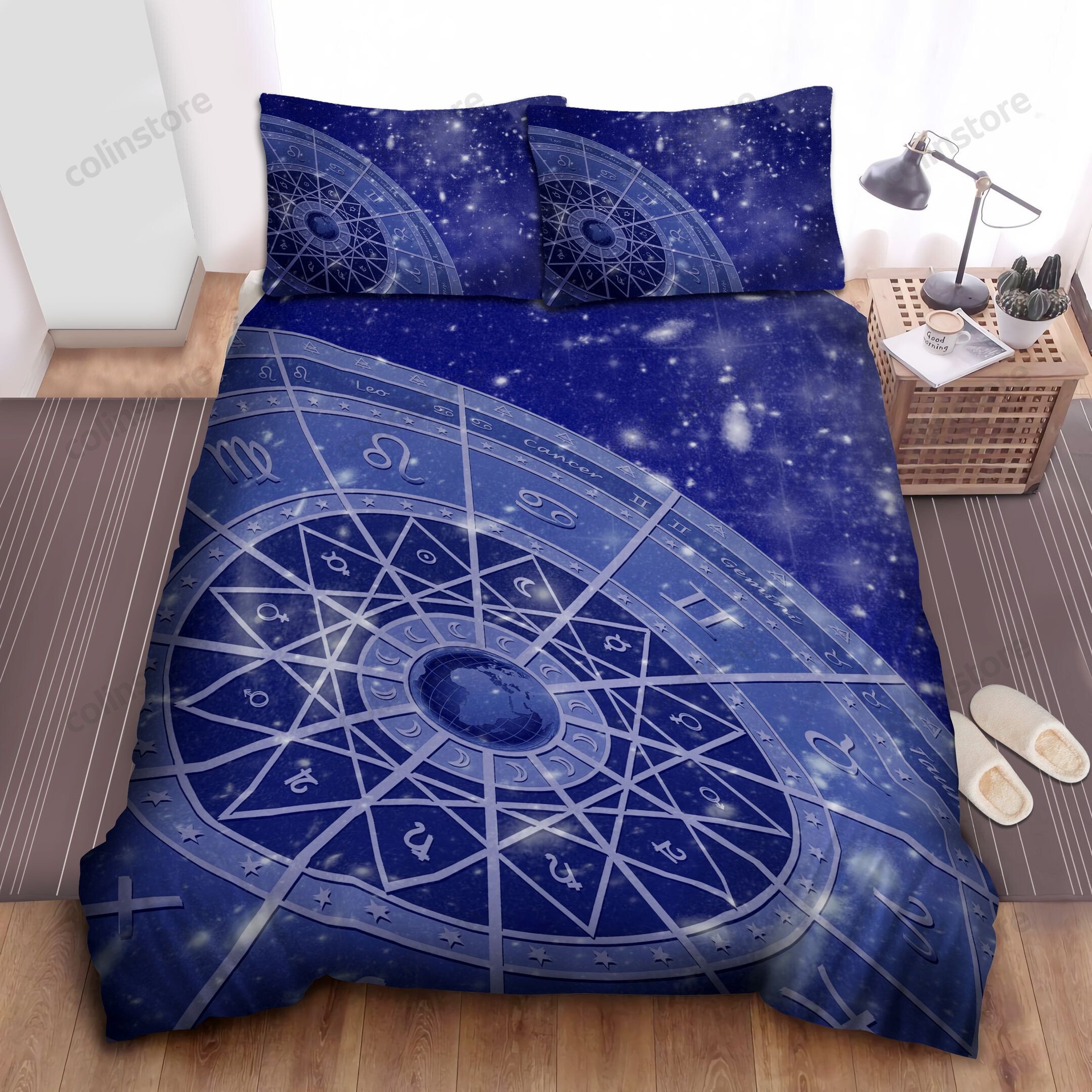 Horoscope Modern Zodiac Wheel In Stars Illustration Bed Sheets Spread ...
