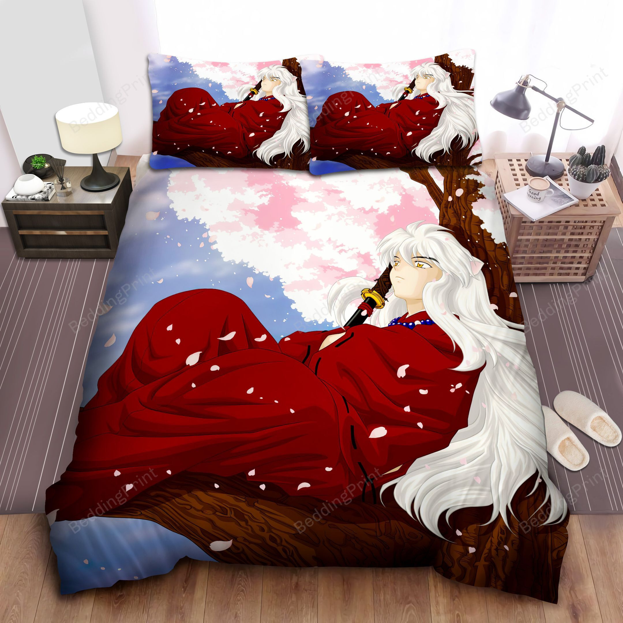 Inuyasha And Sakura Tree Bed Sheets Duvet Cover Bedding Sets Homefavo 4194