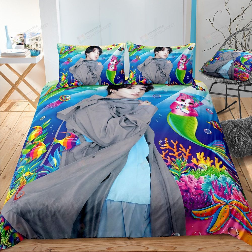 Jungkook BTS Kpop Boygroup With Ocean Background Bedding Set Best Gift