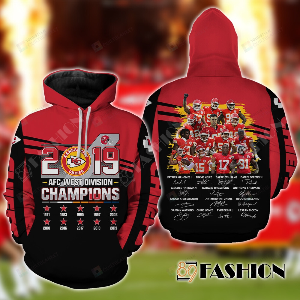 Kansas City Chiefs 2019 AFC West Division Champions 3D All Over Print ...