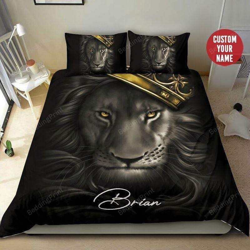 Lion King Crown Custom Name Duvet Cover Bedding Set - HomeFavo