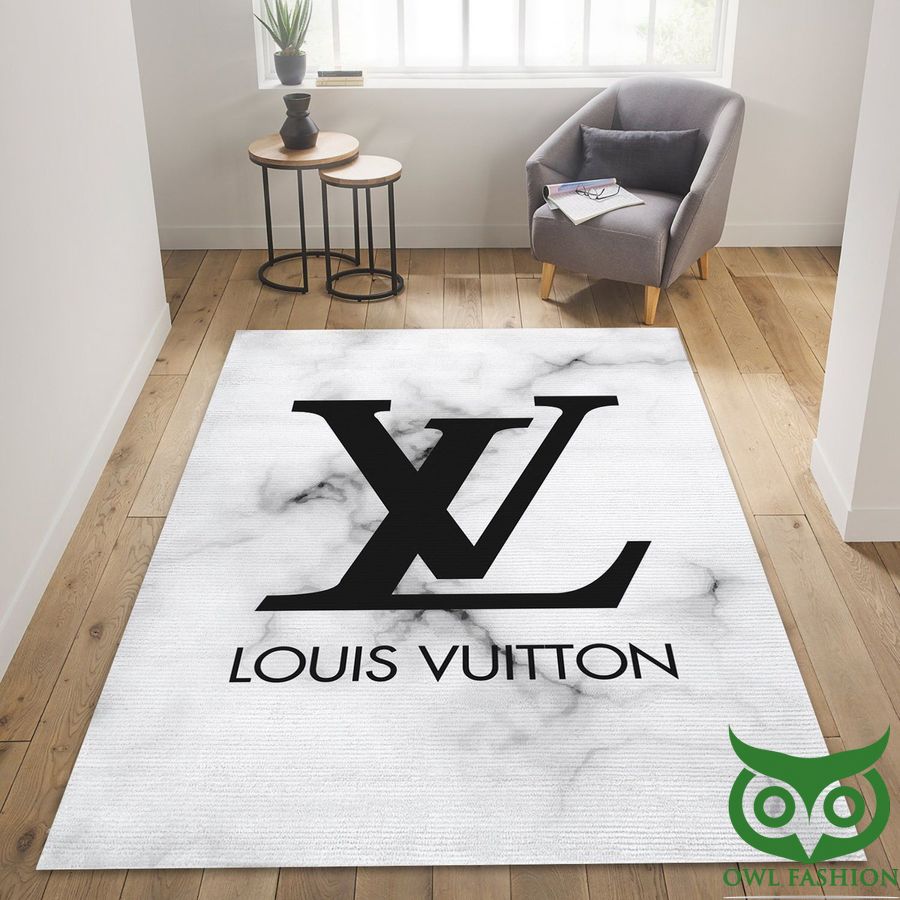 Louis Vuitton Luxury Brand Ivory White with Black Logo Carpet Rug ...