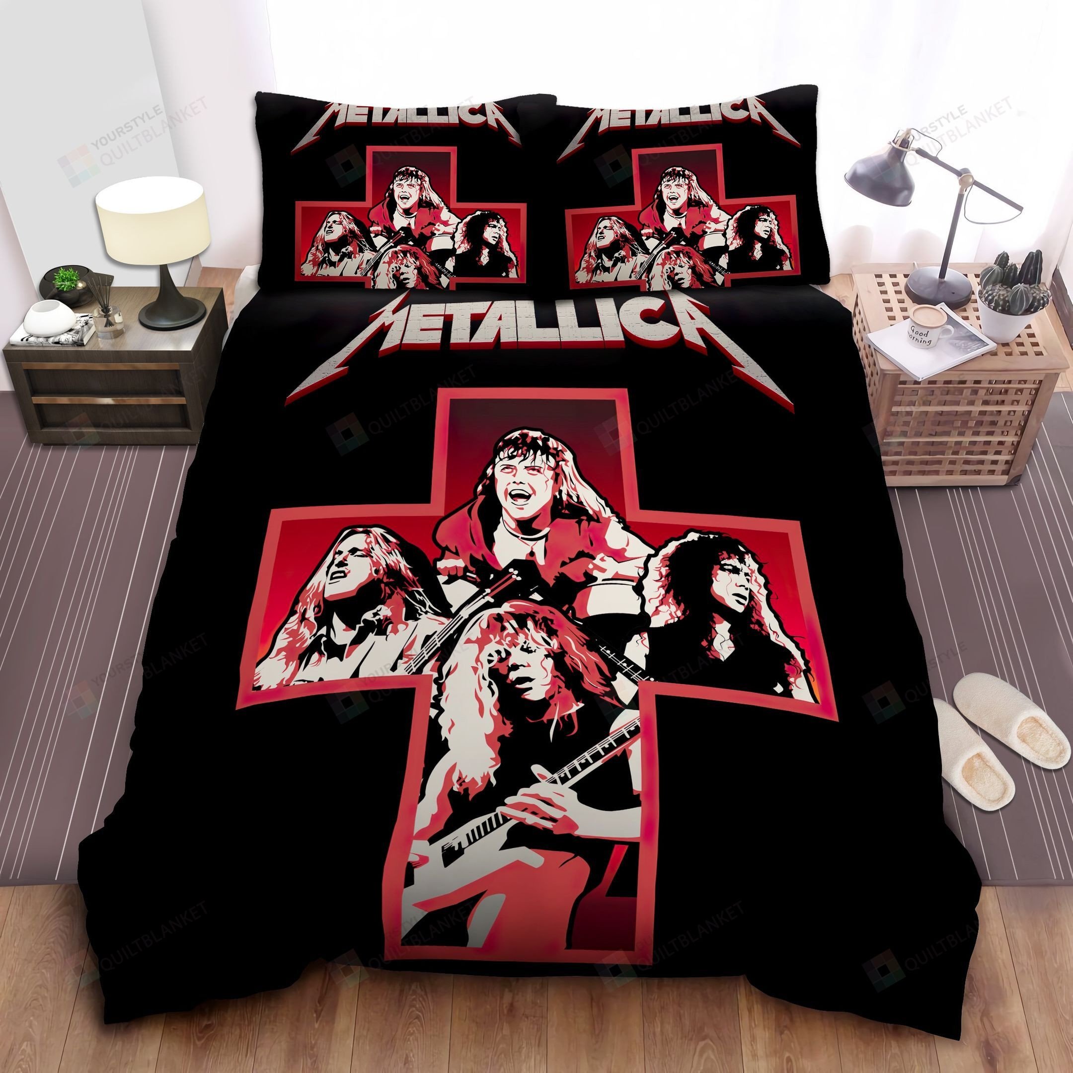 Metallica In Red Cross Sign Bed Sheet Duvet Cover Bedding Sets - HomeFavo