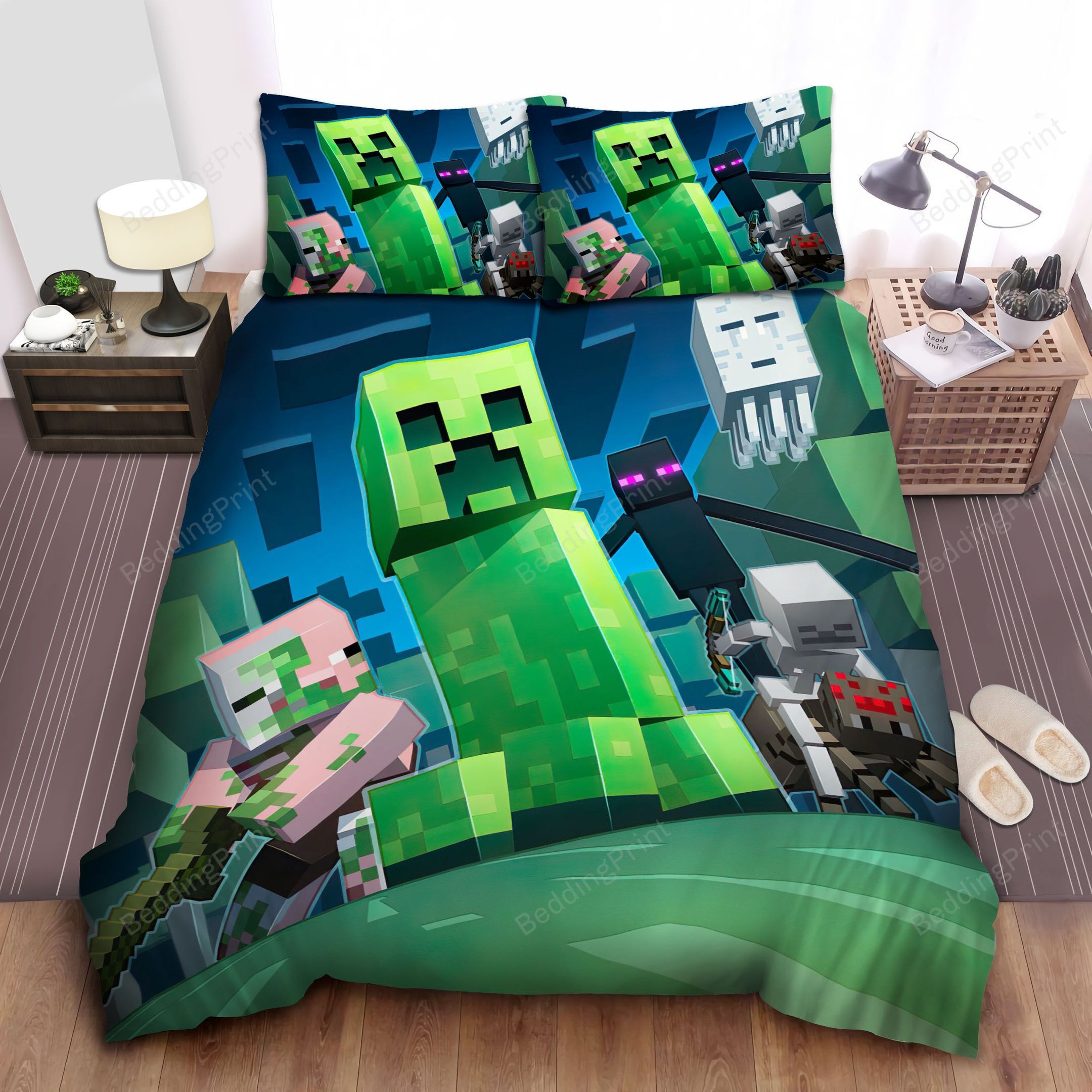 Minecraft Monsters Illustration Bed Sheets Spread Duvet Cover Bedding