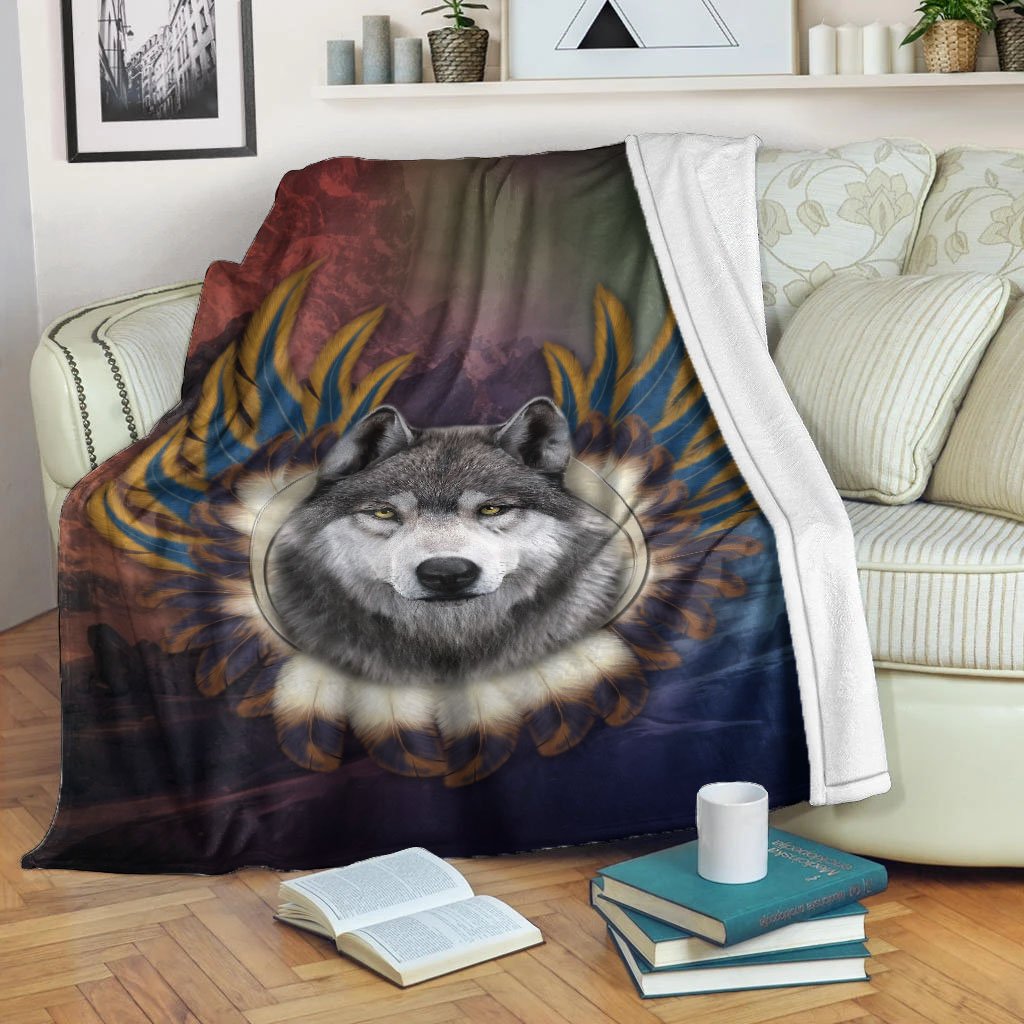 Native American Blanket Tribal Wolf Fleece Blanket Homefavo