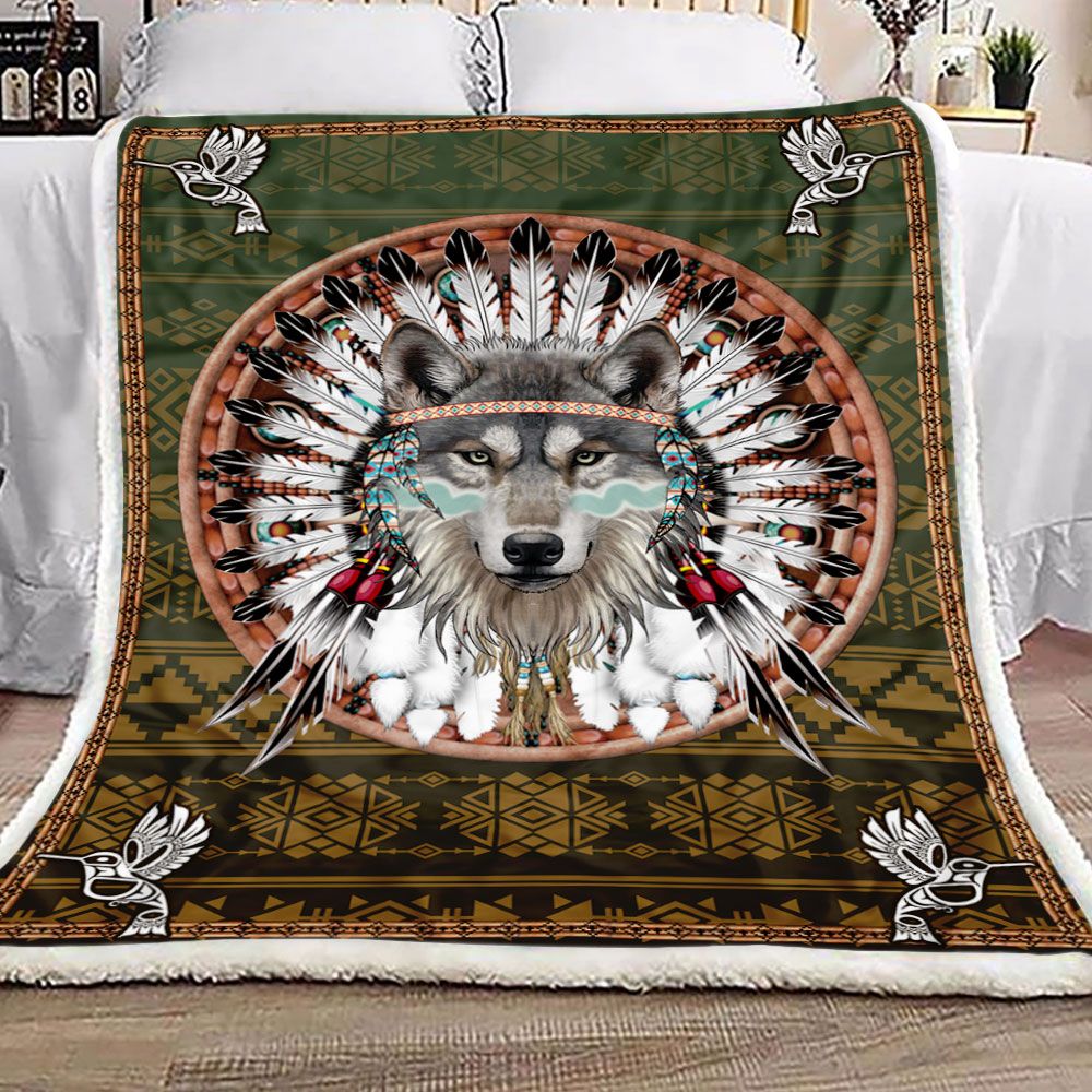 Native American Wolf Fleece Blanket Homefavo