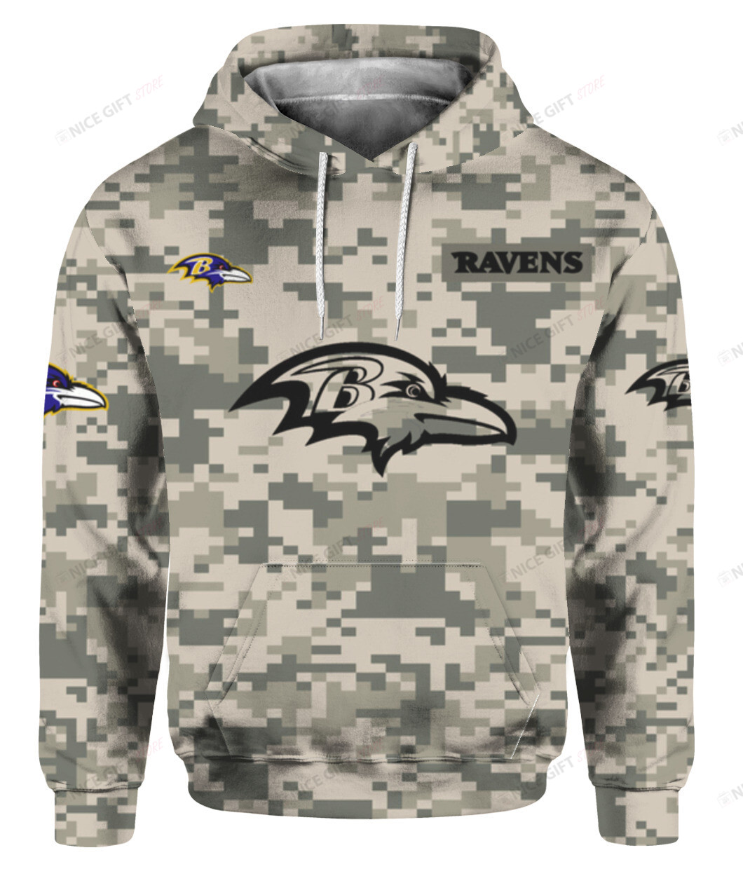 NFL Baltimore Ravens Camouflage Hoodie 3D 3HO-E4X6 - HomeFavo
