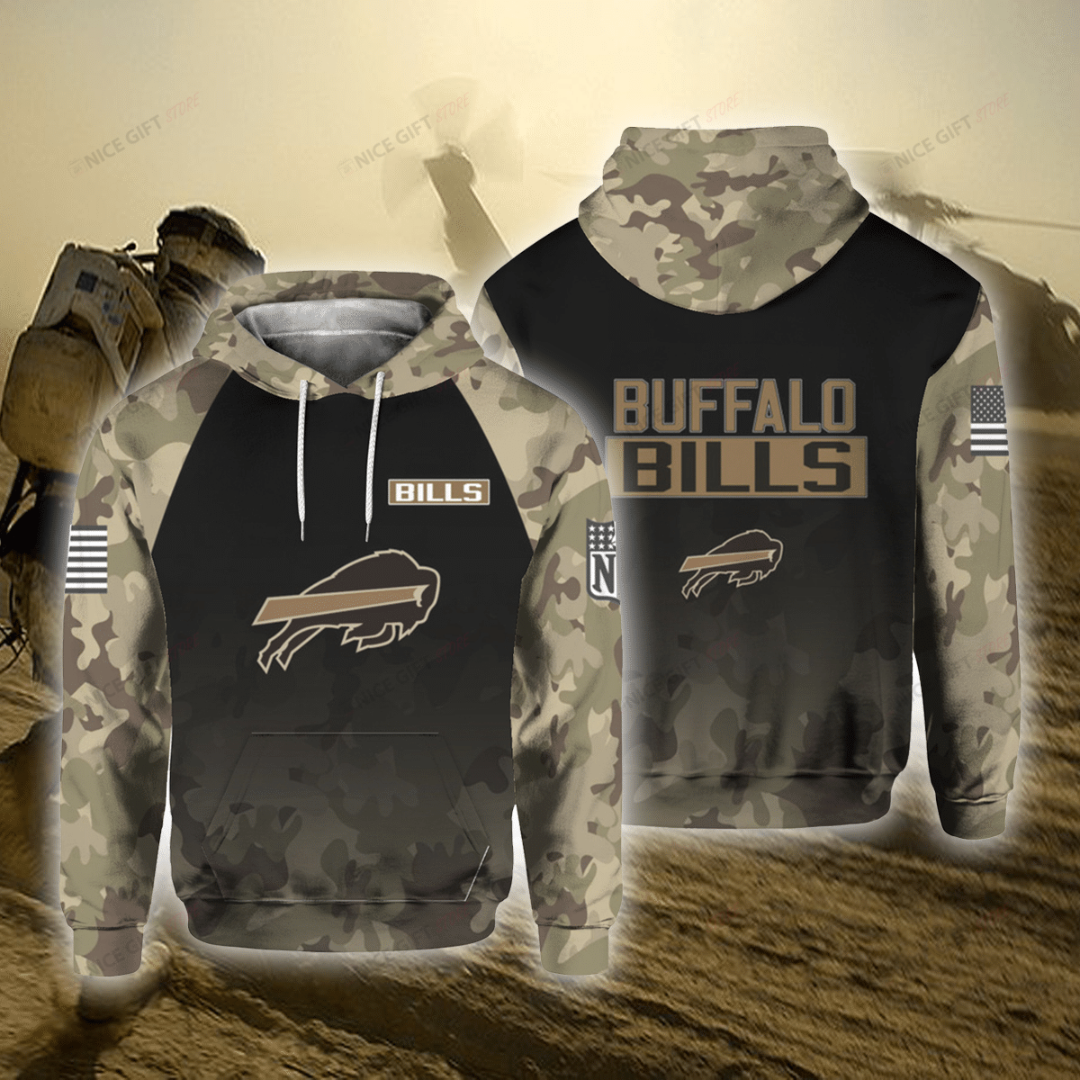 NFL Buffalo Bills Camouflage Hoodie 3D 3HO-R5U2 - HomeFavo