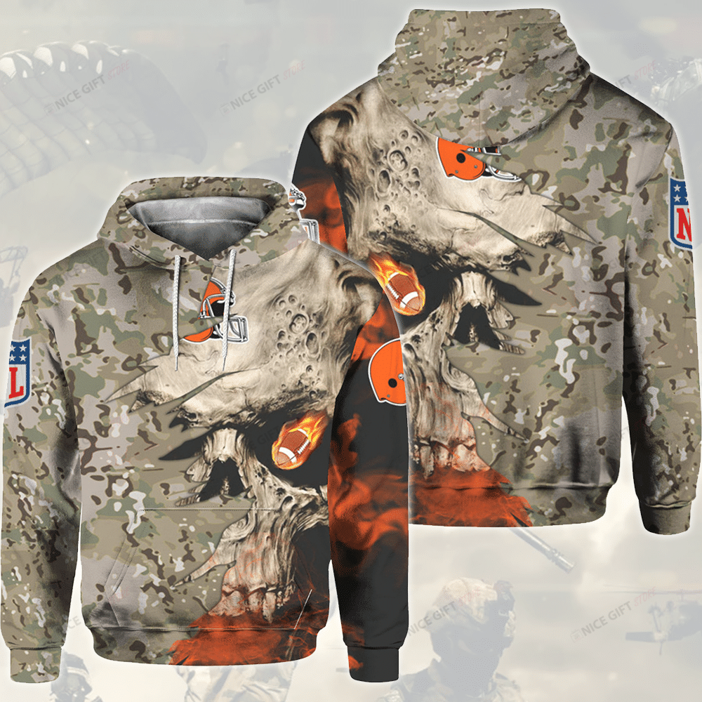 NFL Cleveland Browns Camouflage Hoodie 3D 3HO-S0Q0