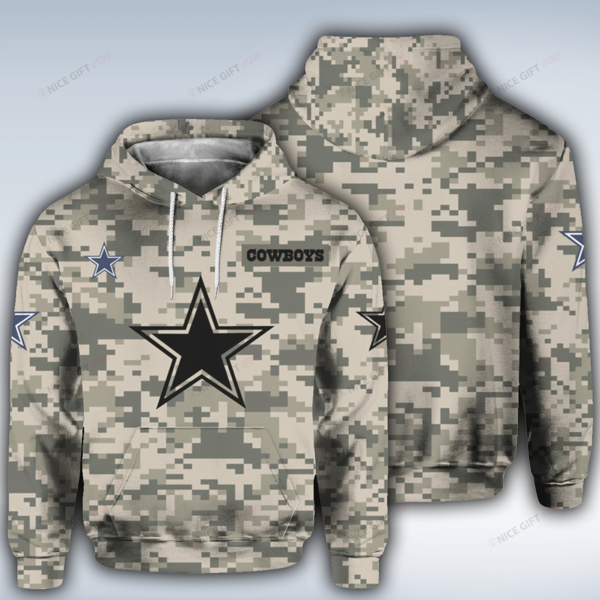 NFL Dallas Cowboys Camouflage Hoodie 3D 3HO-U7Q1 - HomeFavo