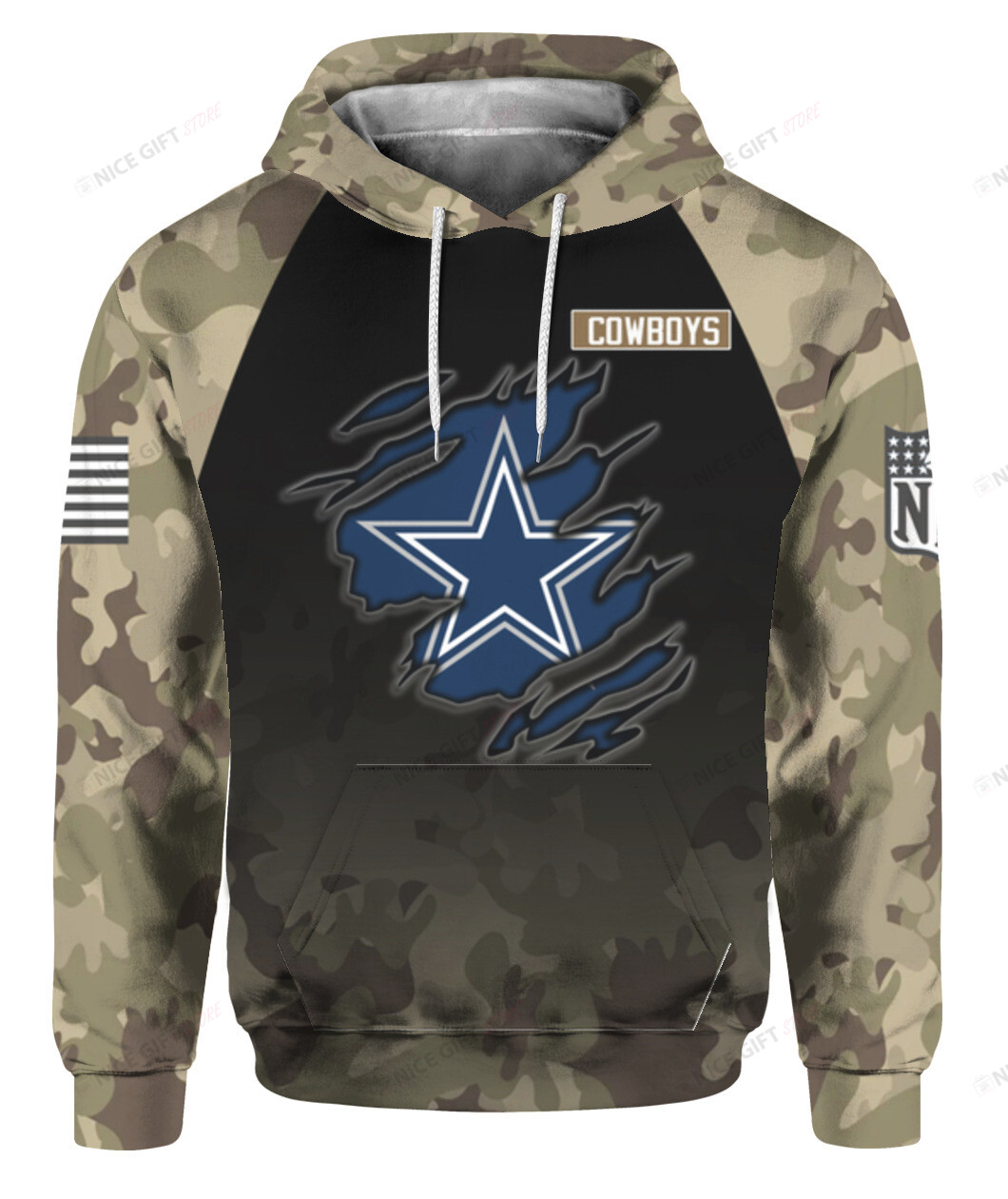 NFL Dallas Cowboys Camouflage Hoodie 3D 3HO-Z1X1 - HomeFavo
