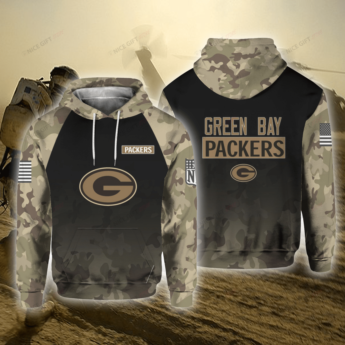 NFL Green Bay Packers Camouflage Hoodie 3D 3HO-G3Y1 - HomeFavo