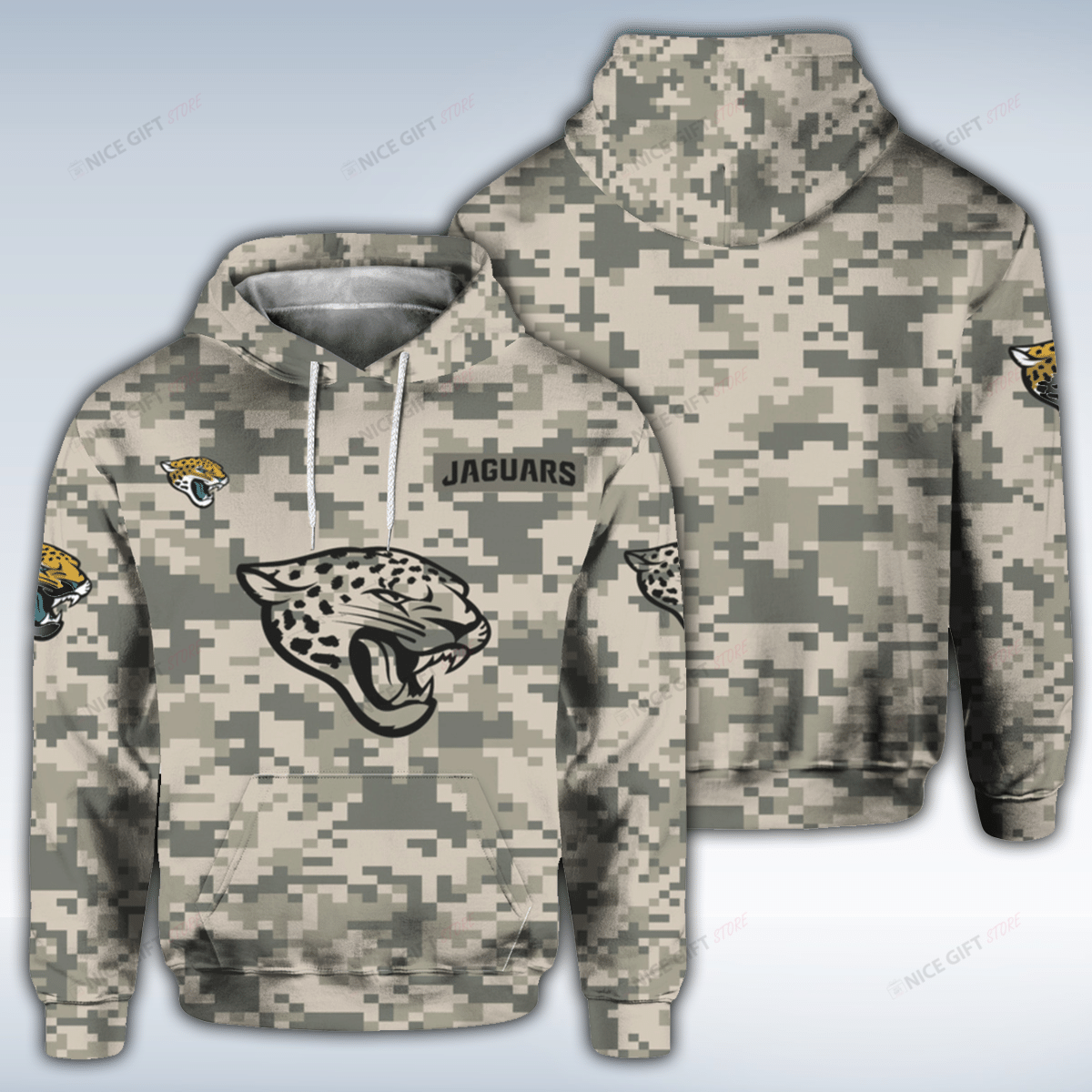 NFL Jacksonville Jaguars Camouflage Hoodie 3D 3HO-B8M5 - HomeFavo