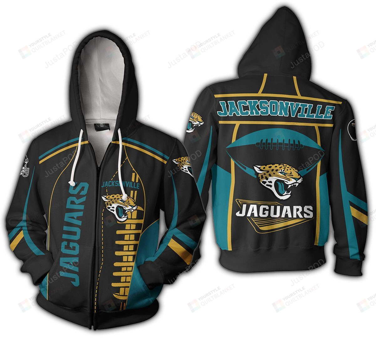 Nfl Jacksonville Jaguars Zippered Hoodie Limited Edition Zip Up 3D All ...