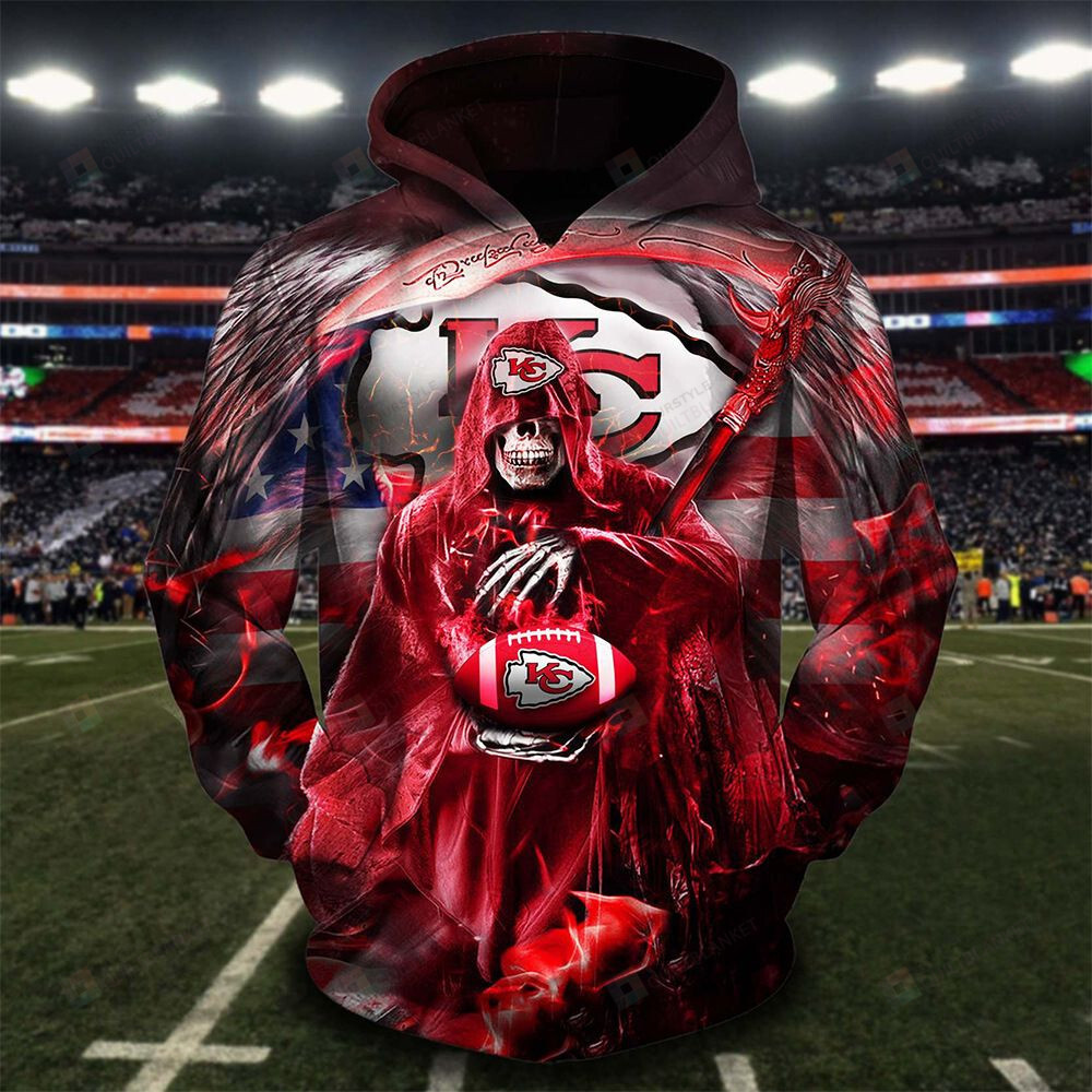 Nfl Kansas City Chiefs God Of Death 3d All Over Print Hoodie Zip Up Hoodie Homefavo 