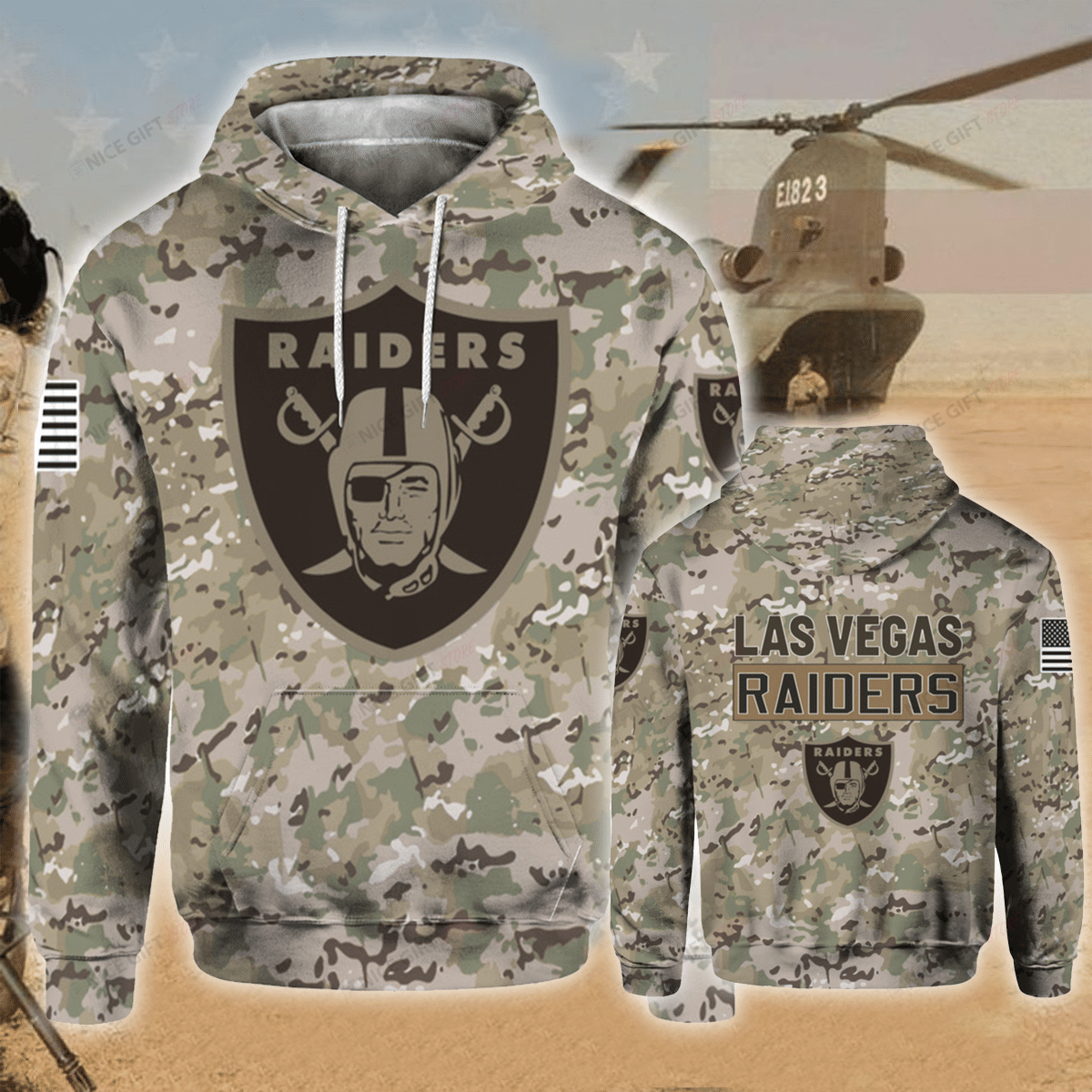 NFL Las Vegas Raiders Camouflage Hoodie 3D 3HO-M1O8 - HomeFavo