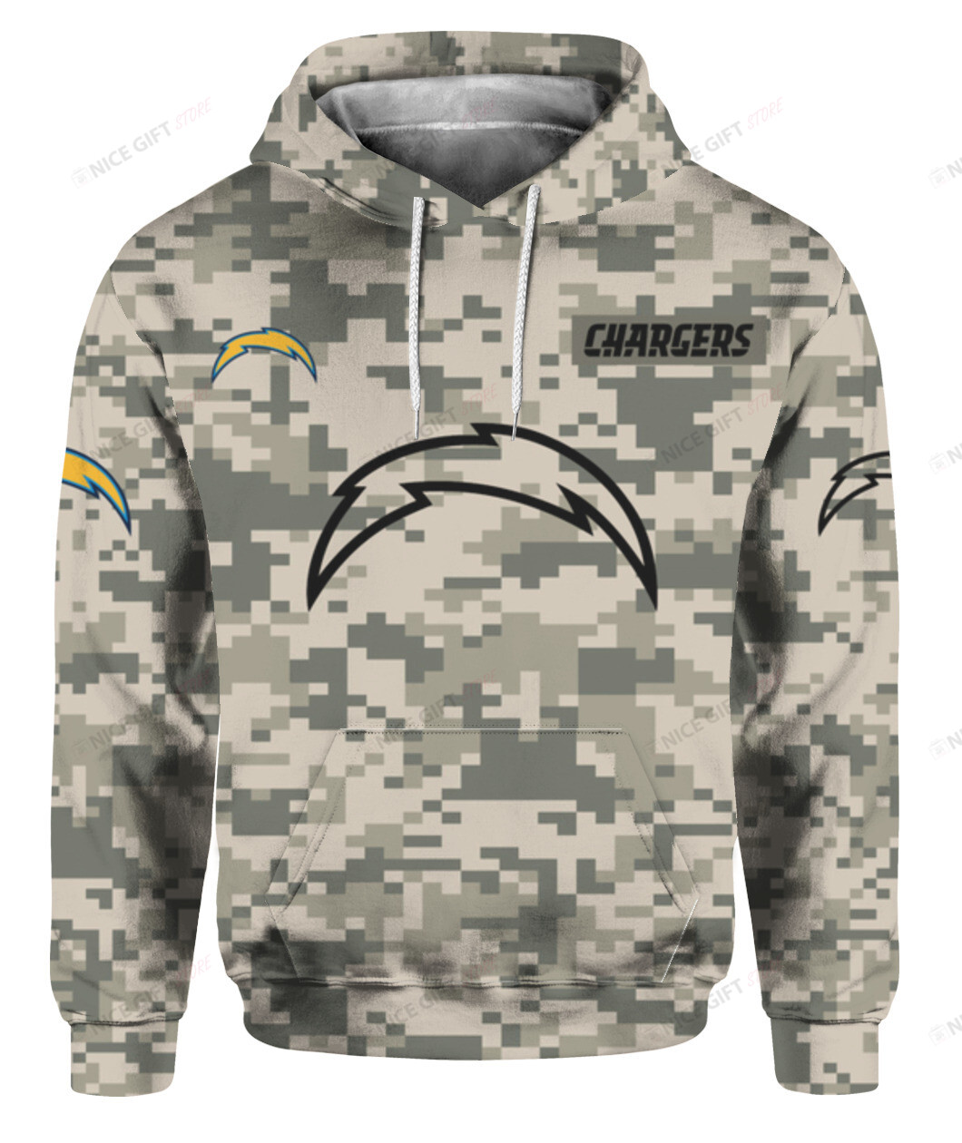 NFL Los Angeles Chargers Camouflage Hoodie 3D 3HO-V6J2 - HomeFavo
