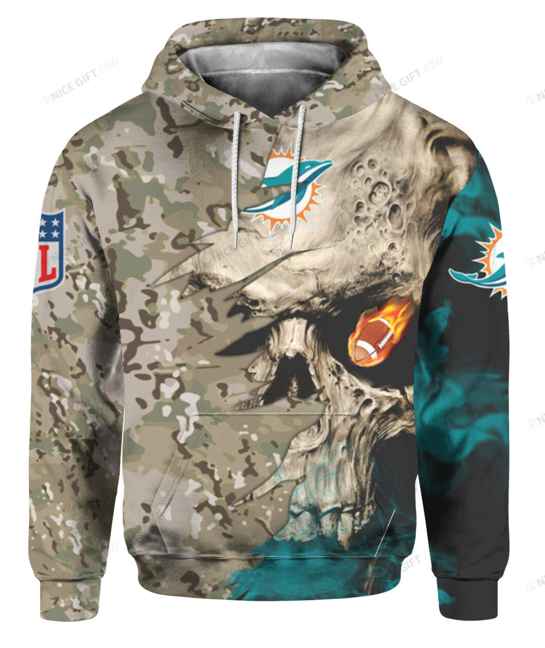 NFL Miami Dolphins Camouflage Hoodie 3D 3HO-N5G2 - HomeFavo