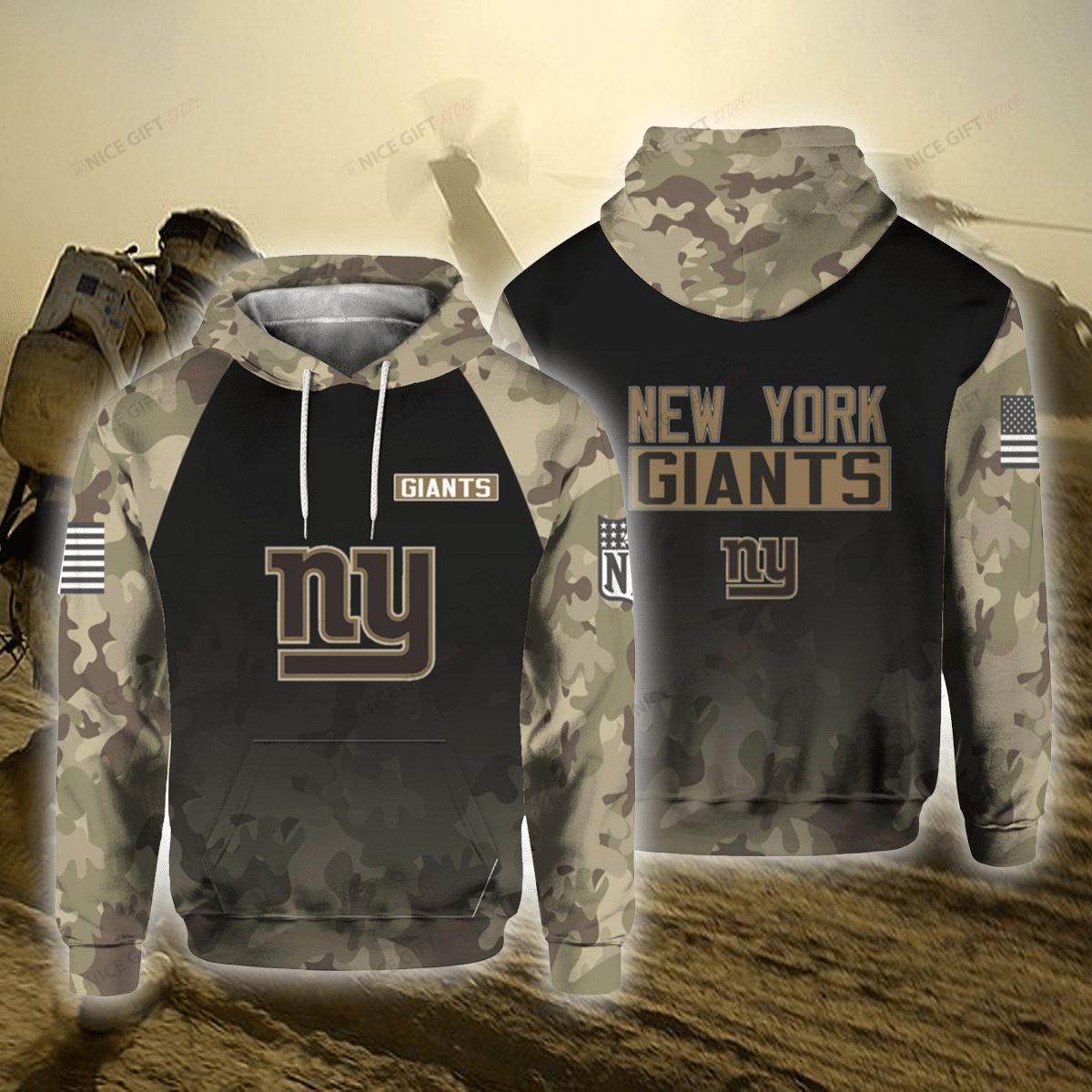 NFL New York Giants Camouflage Hoodie 3D 3HO-S2O2 - HomeFavo