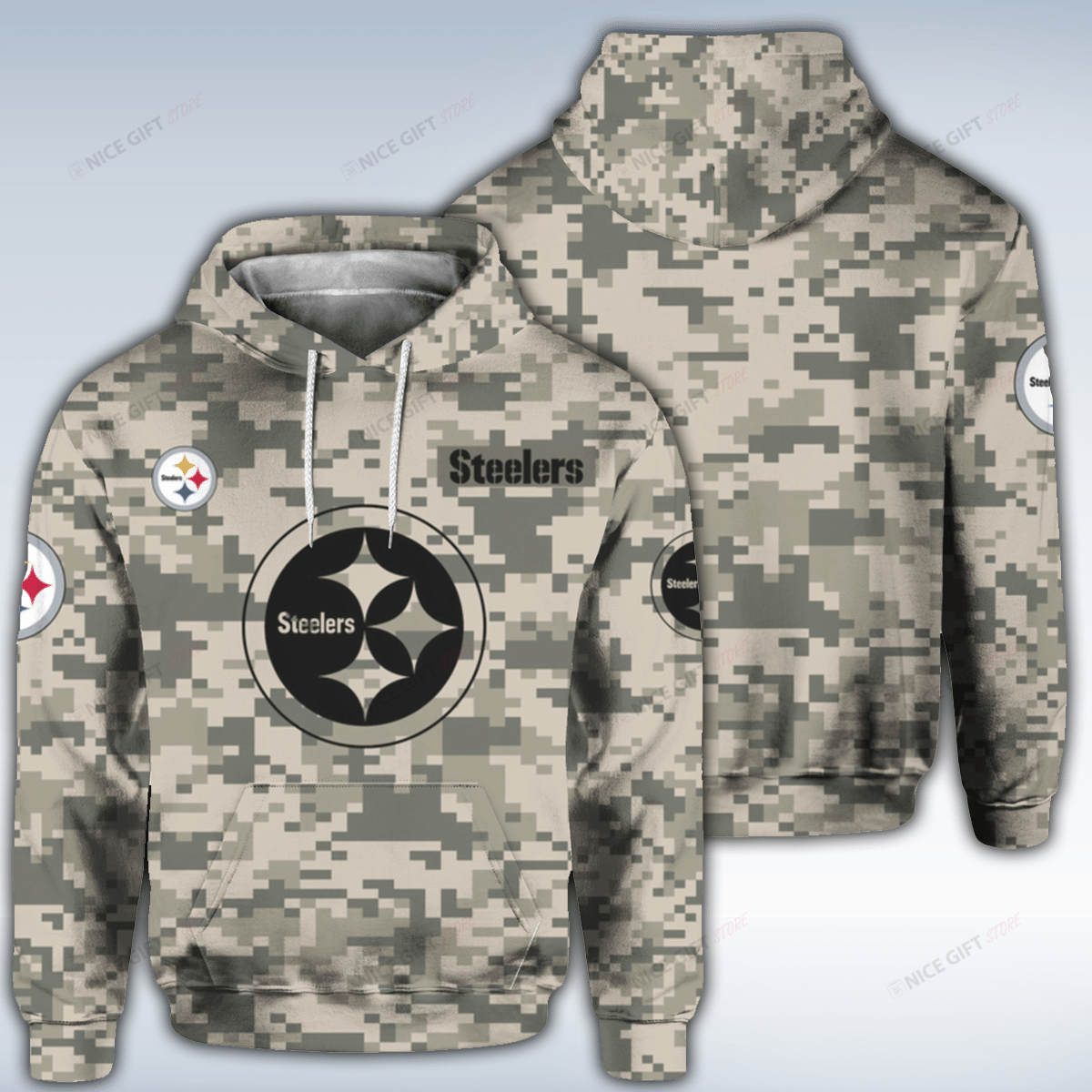 NFL Pittsburgh Steelers Camouflage Hoodie 3D 3HO-V1O5 - HomeFavo