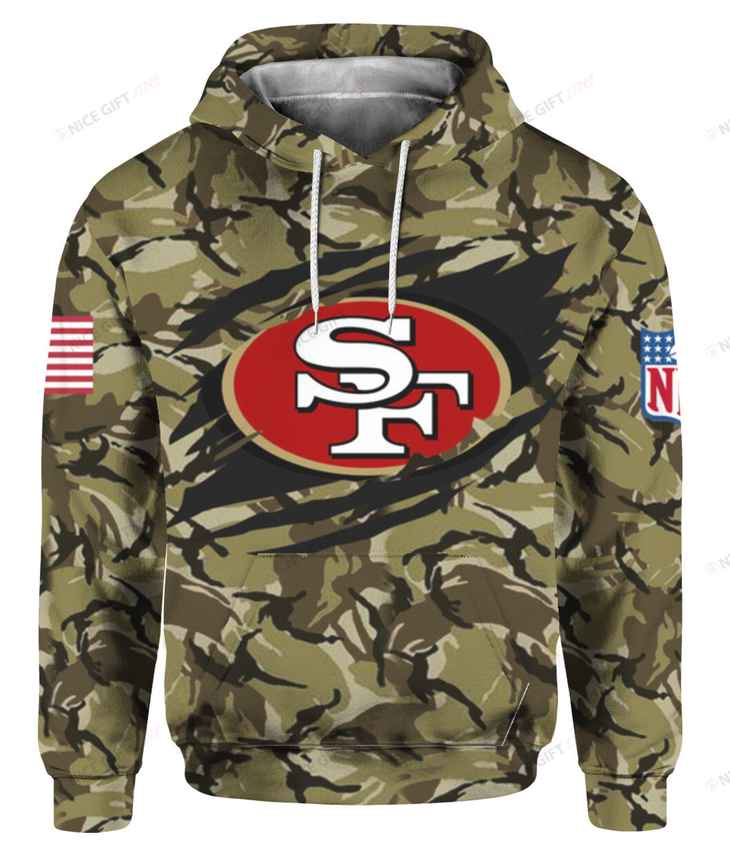 NFL San Francisco 49ers Camouflage Hoodie 3D 3HO-Z7U8 - HomeFavo